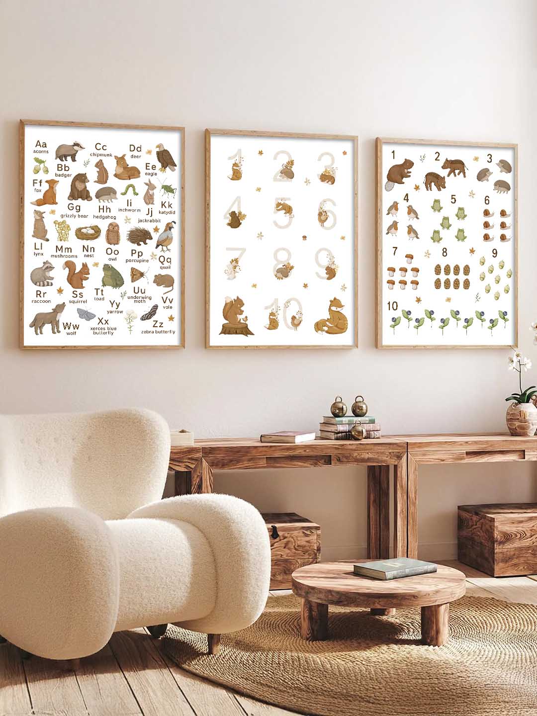 Educational Alphabets Numbers Animals Wall Art Paintings for Living Room Bedroom