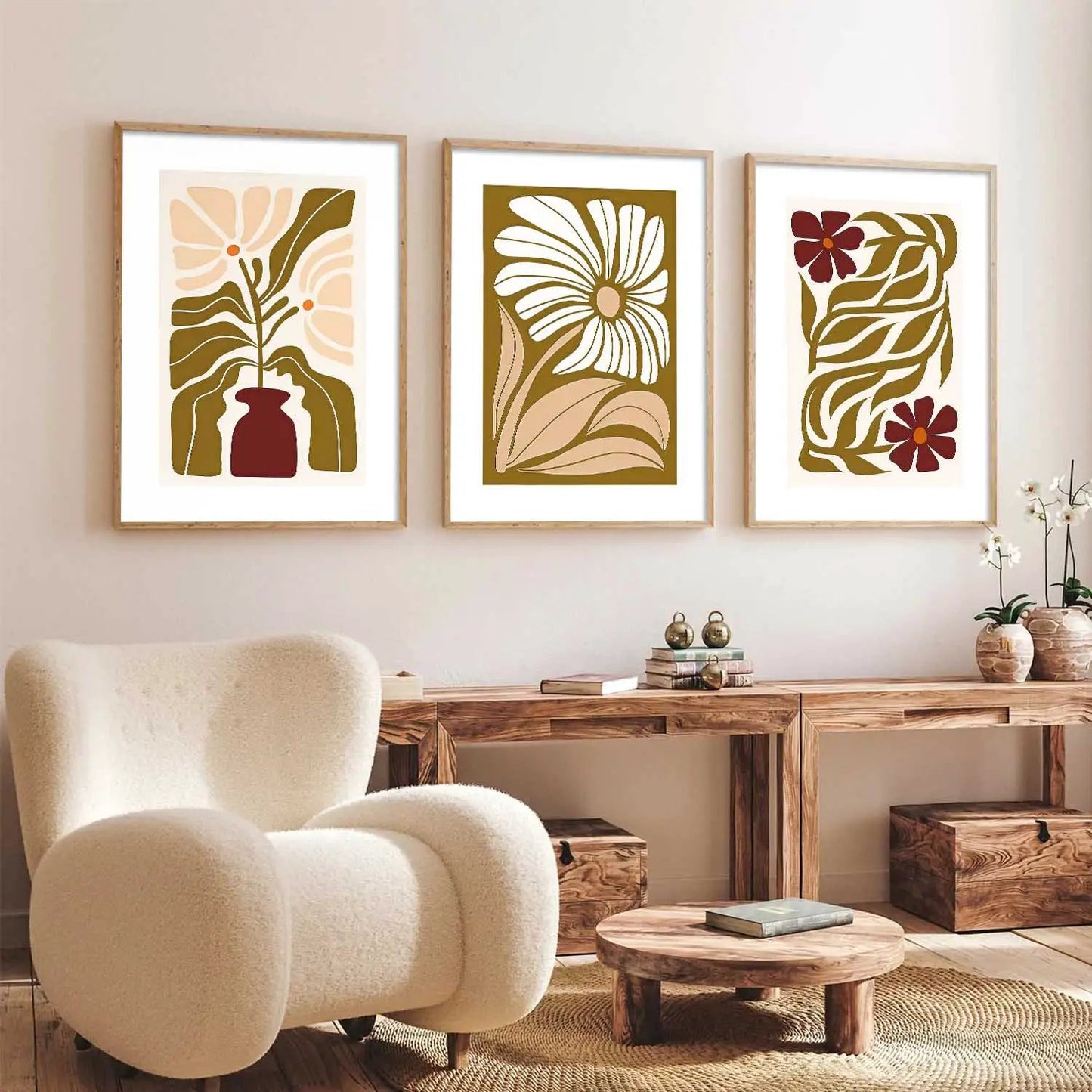 Boho Framed Wall Art Prints | Set of 3 | Home Decor