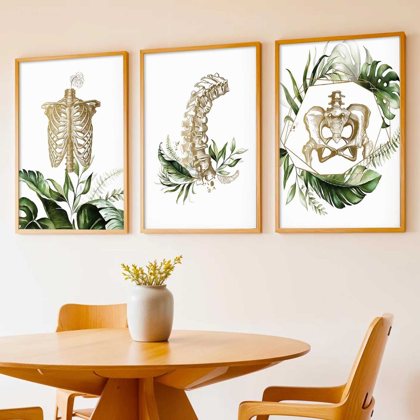 Boho Anatomy Chiropractic Wall Art Paintings for Office Clinic