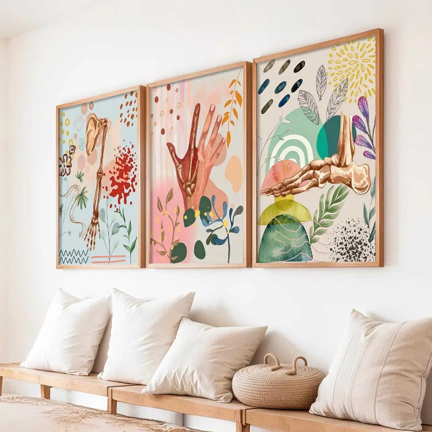Boho Framed Wall Art Prints | Set of 3 | Home Decor