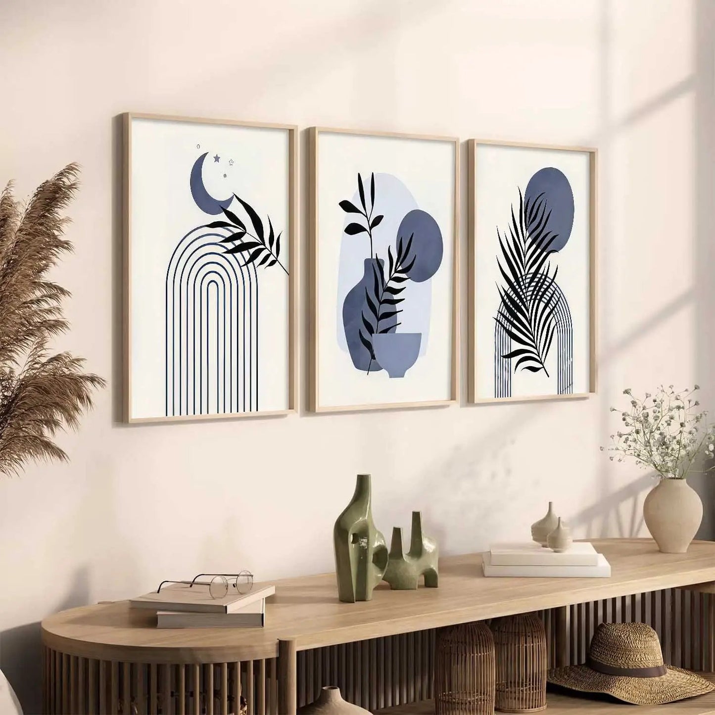 Boho Framed Wall Art Prints | Set of 3 | Home Decor