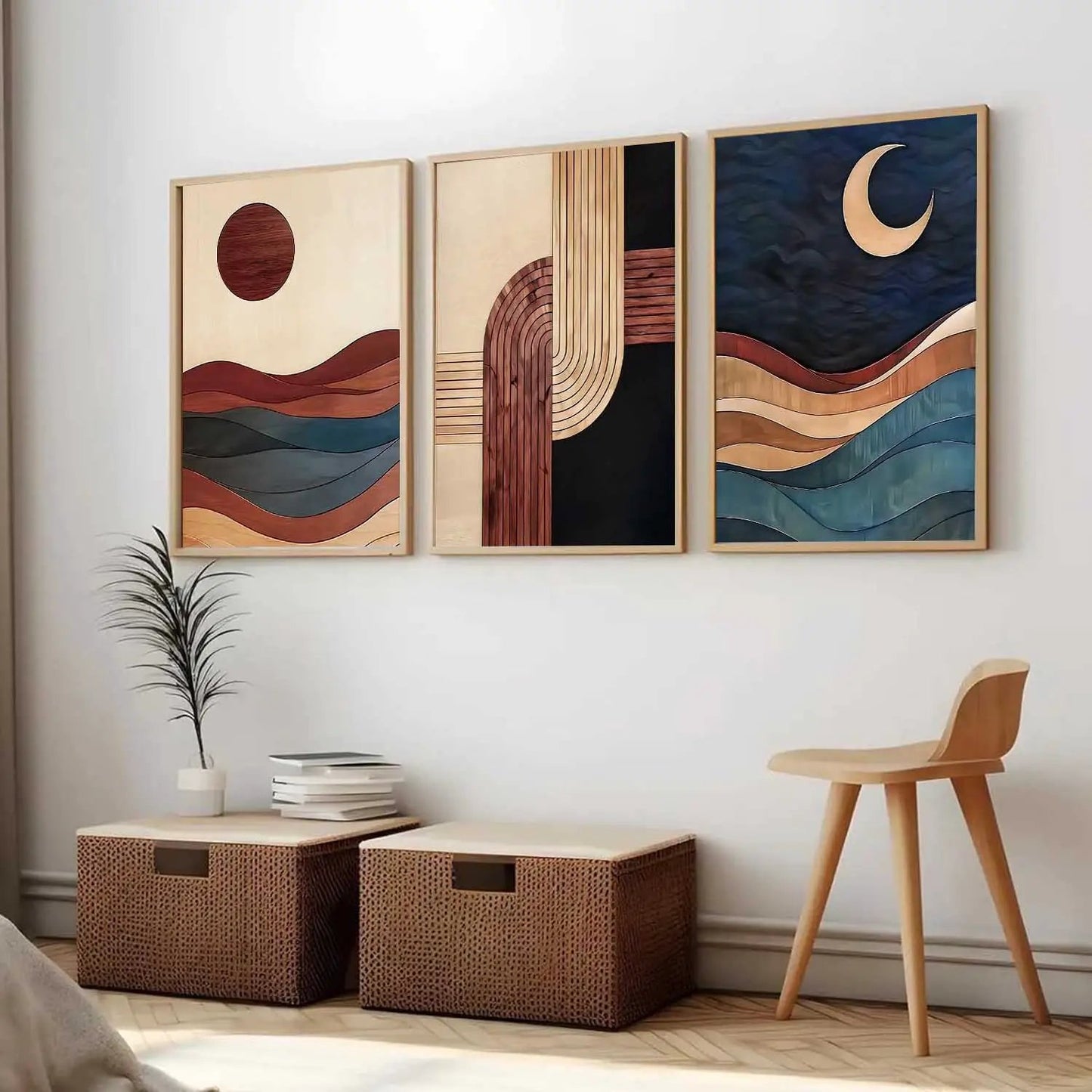 Boho Framed Wall Art Prints | Set of 3 | Home Decor