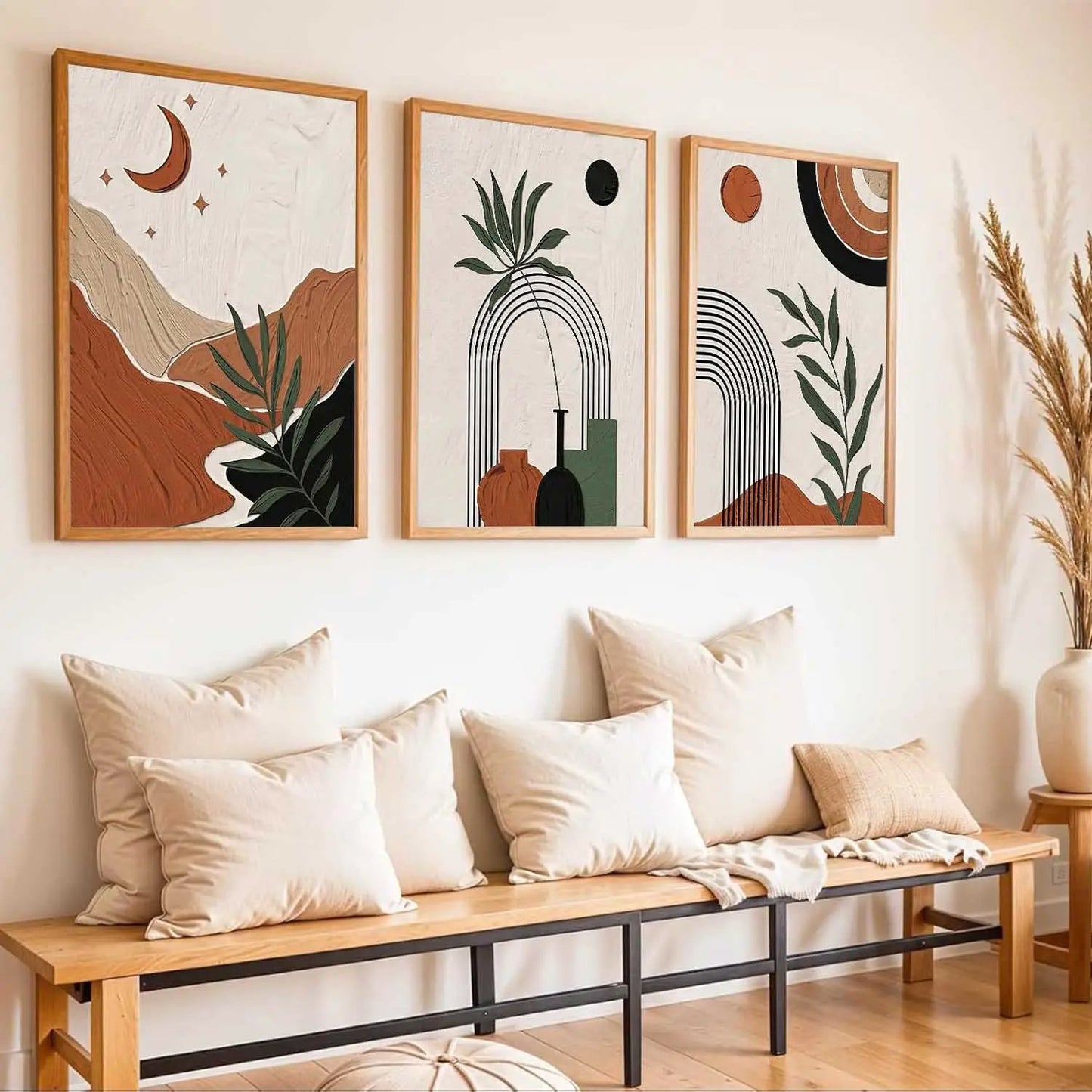 Boho Framed Wall Art Prints | Set of 3 | Home Decor