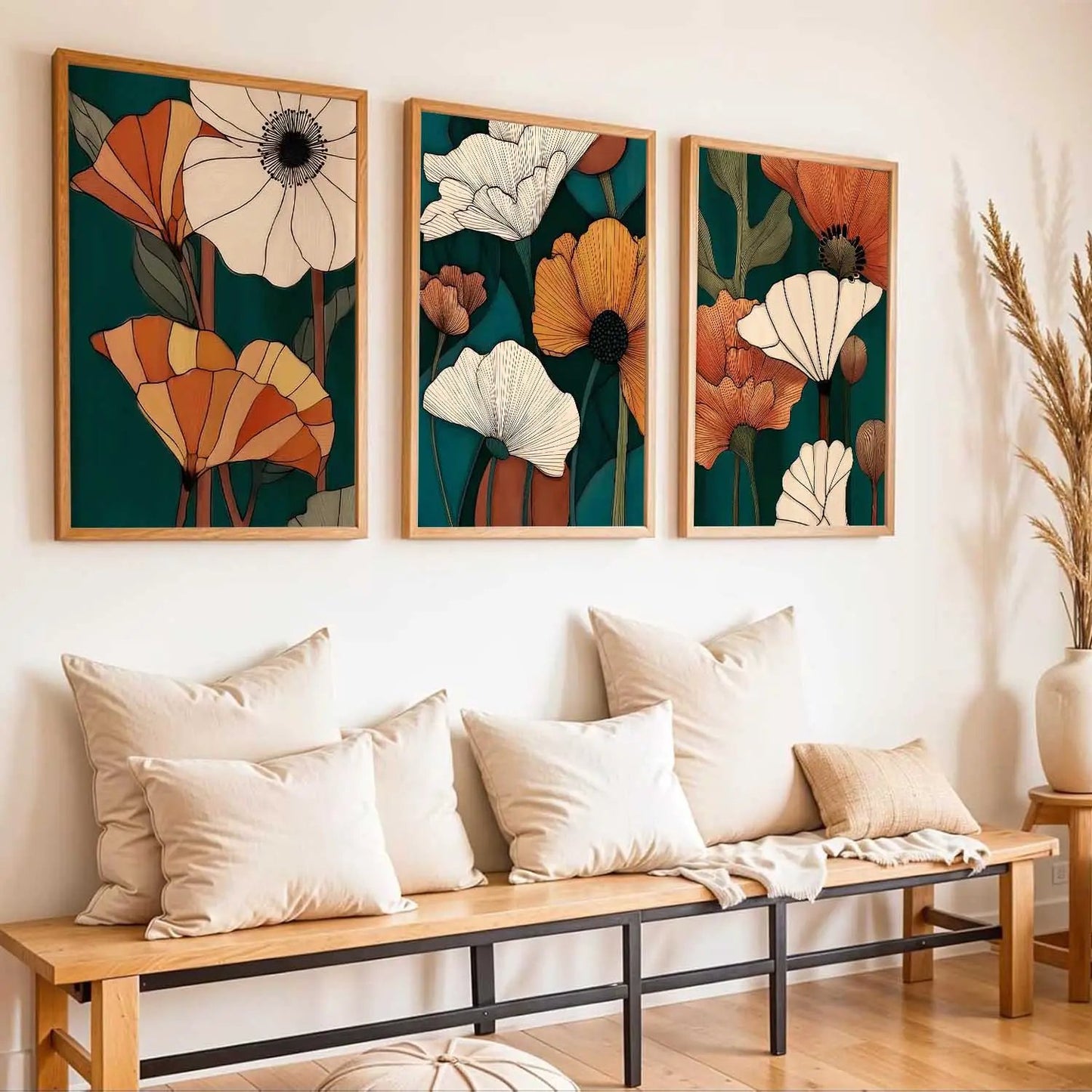 Boho Framed Wall Art Prints | Set of 3 | Home Decor