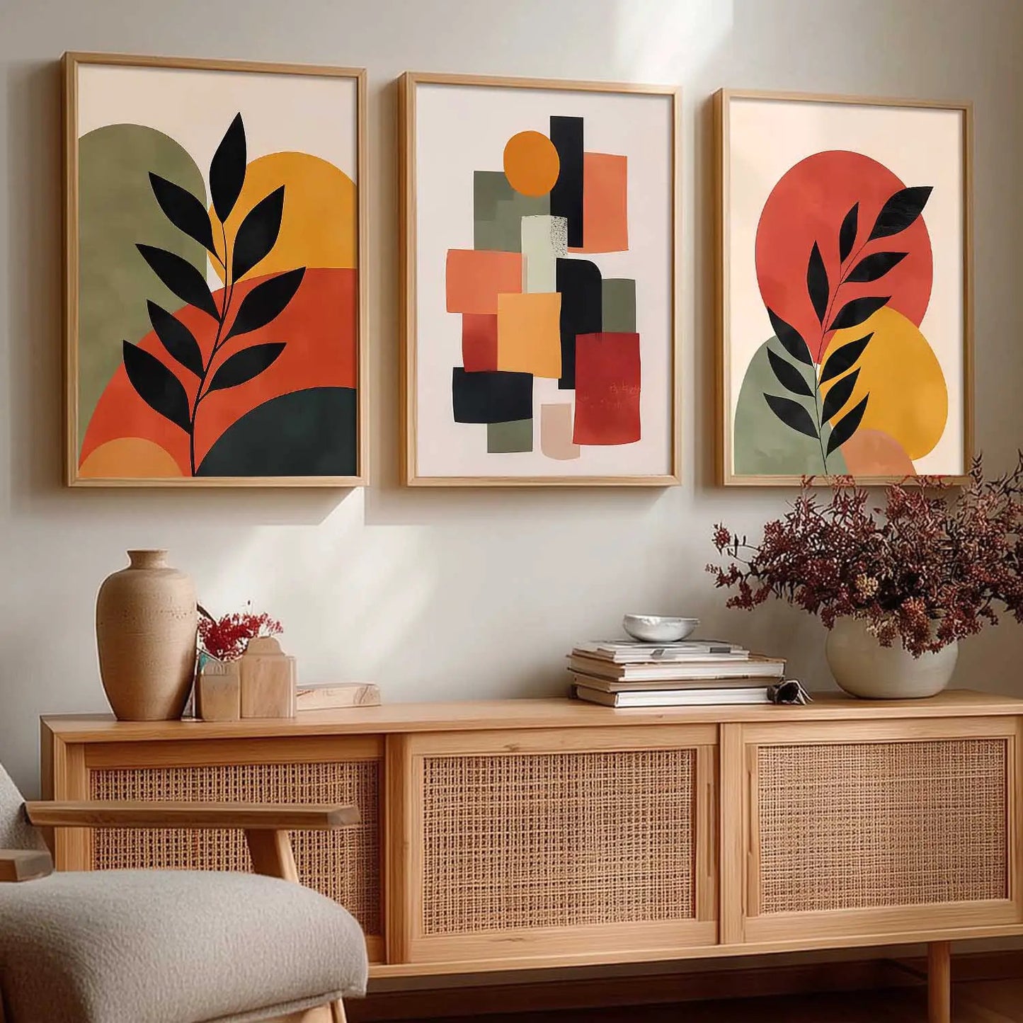 Boho Framed Wall Art Prints | Set of 3 | Home Decor