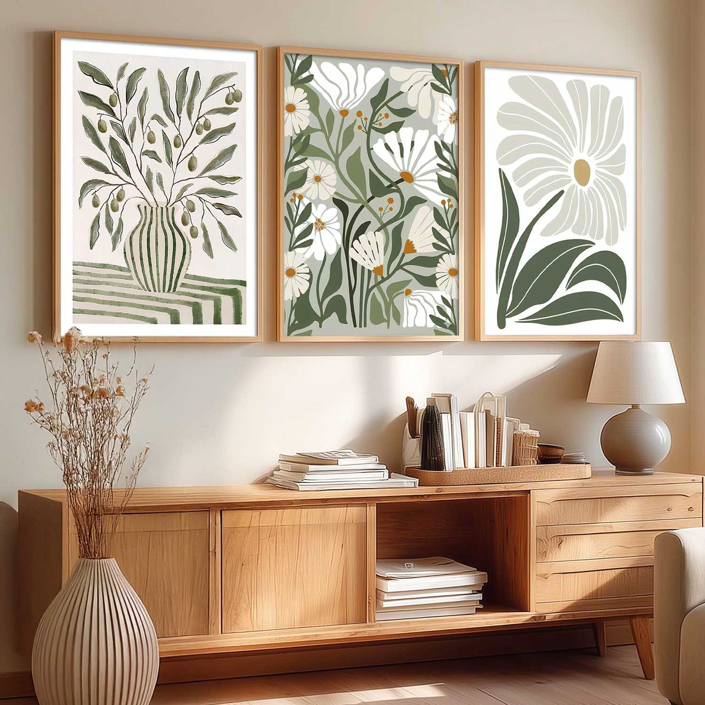 Aesthetic Boho Floral Art Home Decoration Painting | Floral Paintings With Frame For Living Room Bed Room Hotel Wall Decor Digital Reprint