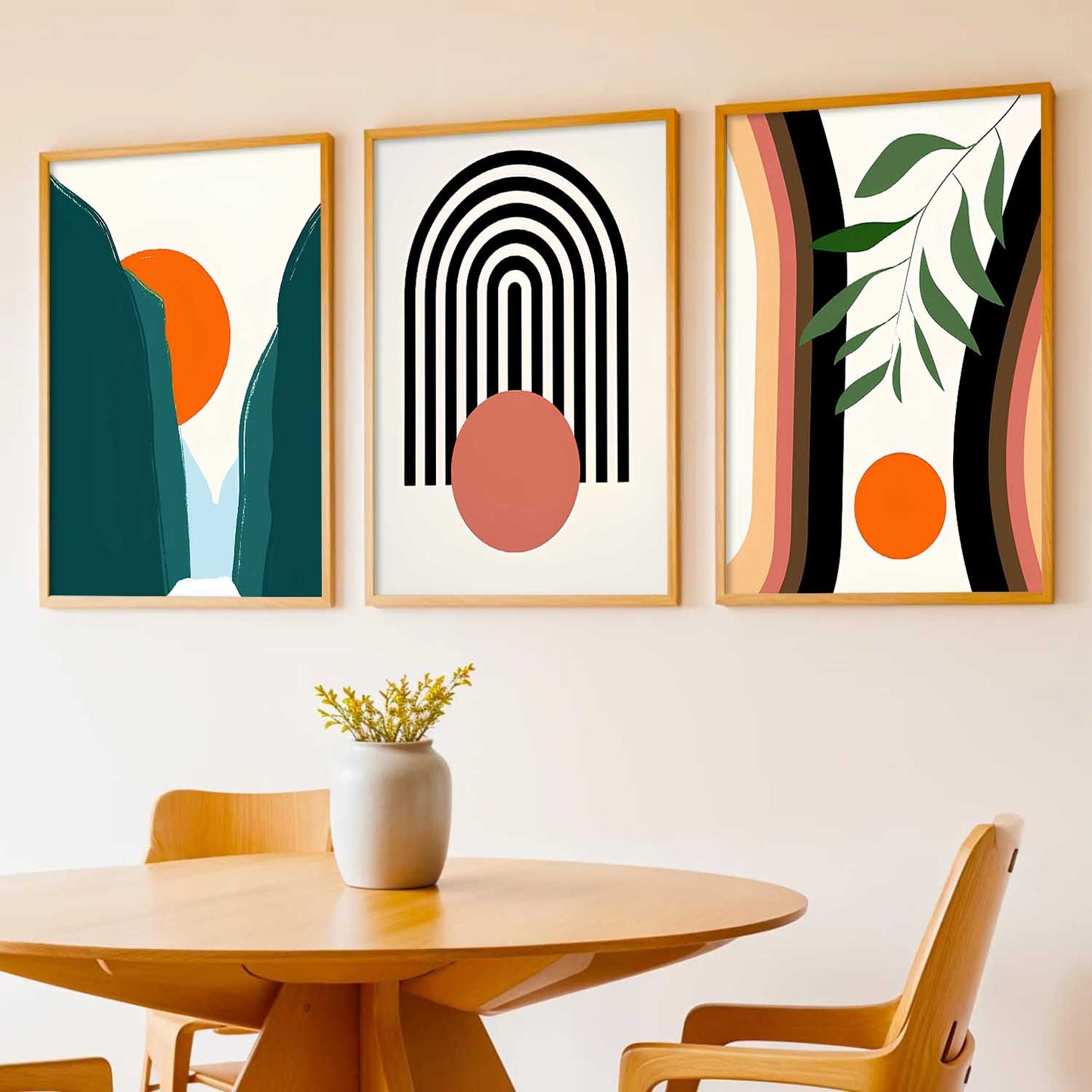 Home Decor Boho Painting Decorative Wall Art | Aesthetic Poster With Frame For Living Room Bed Room Hotel Wall Decor Digital Reprint