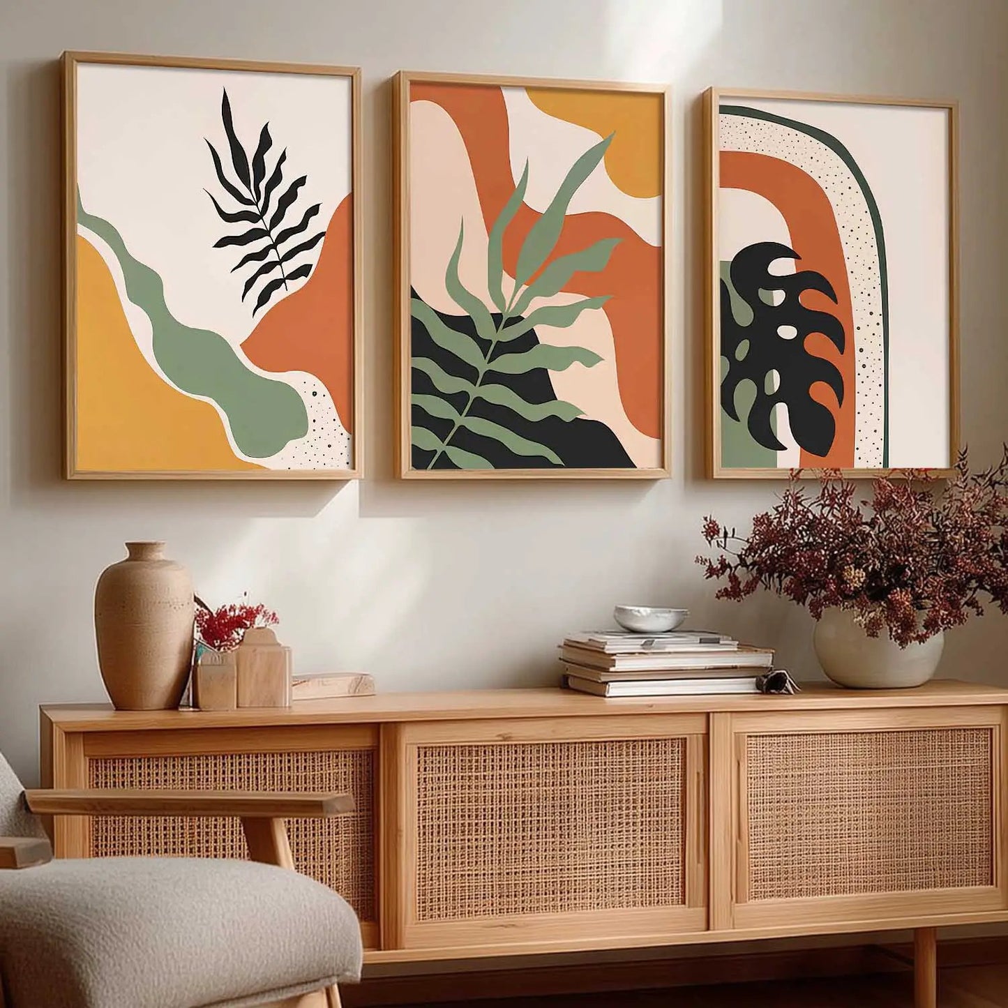 Boho Framed Wall Art Prints | Set of 3 | Home Decor
