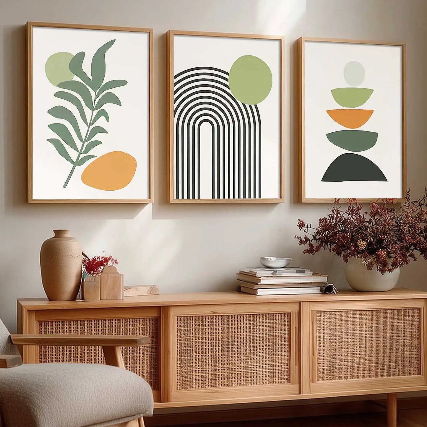 Boho Framed Wall Art Prints | Set of 3 | Home Decor