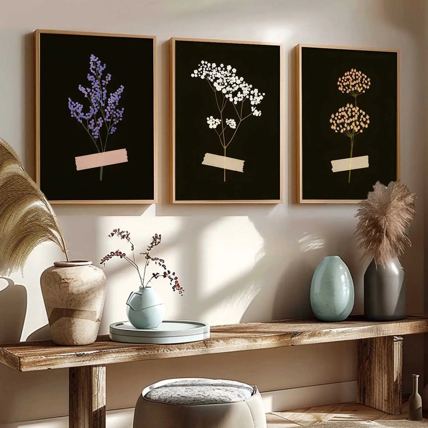 Botanical Framed Wall Art Prints | Set of 3 | Home Decor