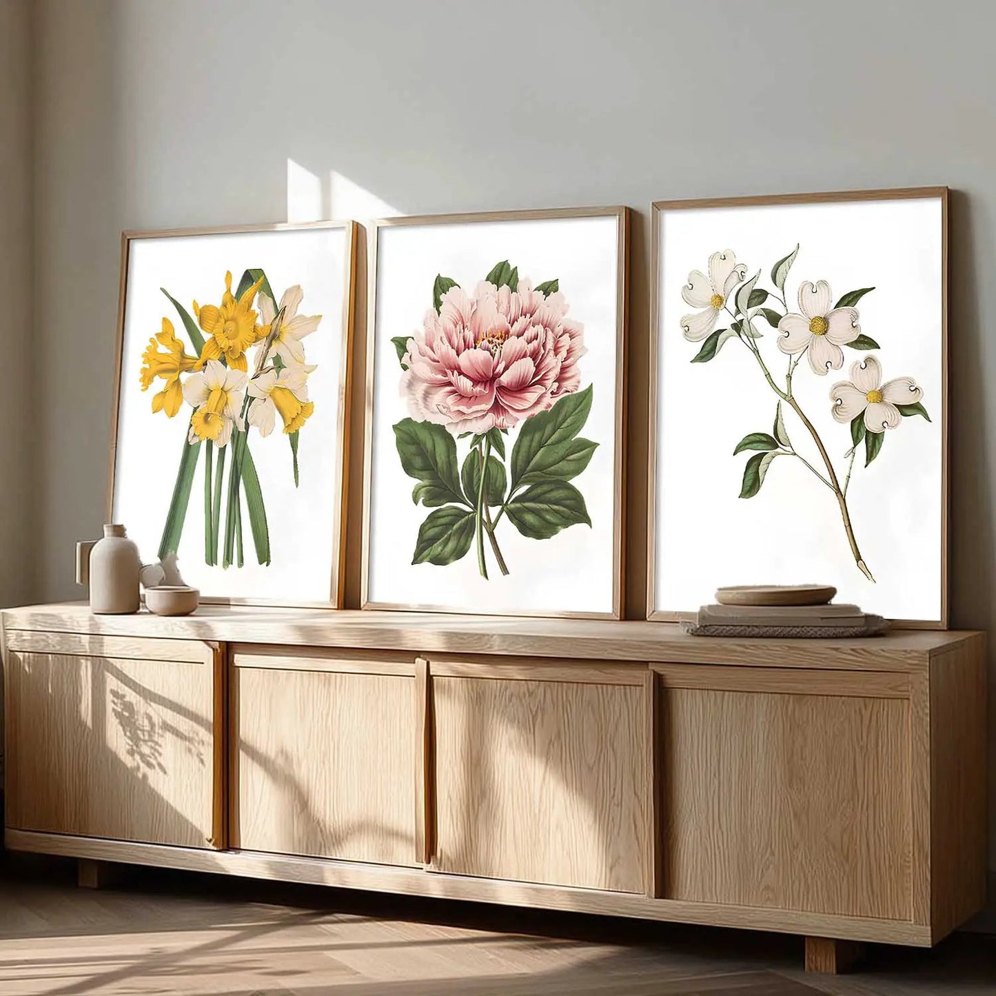 Floral Framed Wall Art Prints | Set of 3 | Home Decor