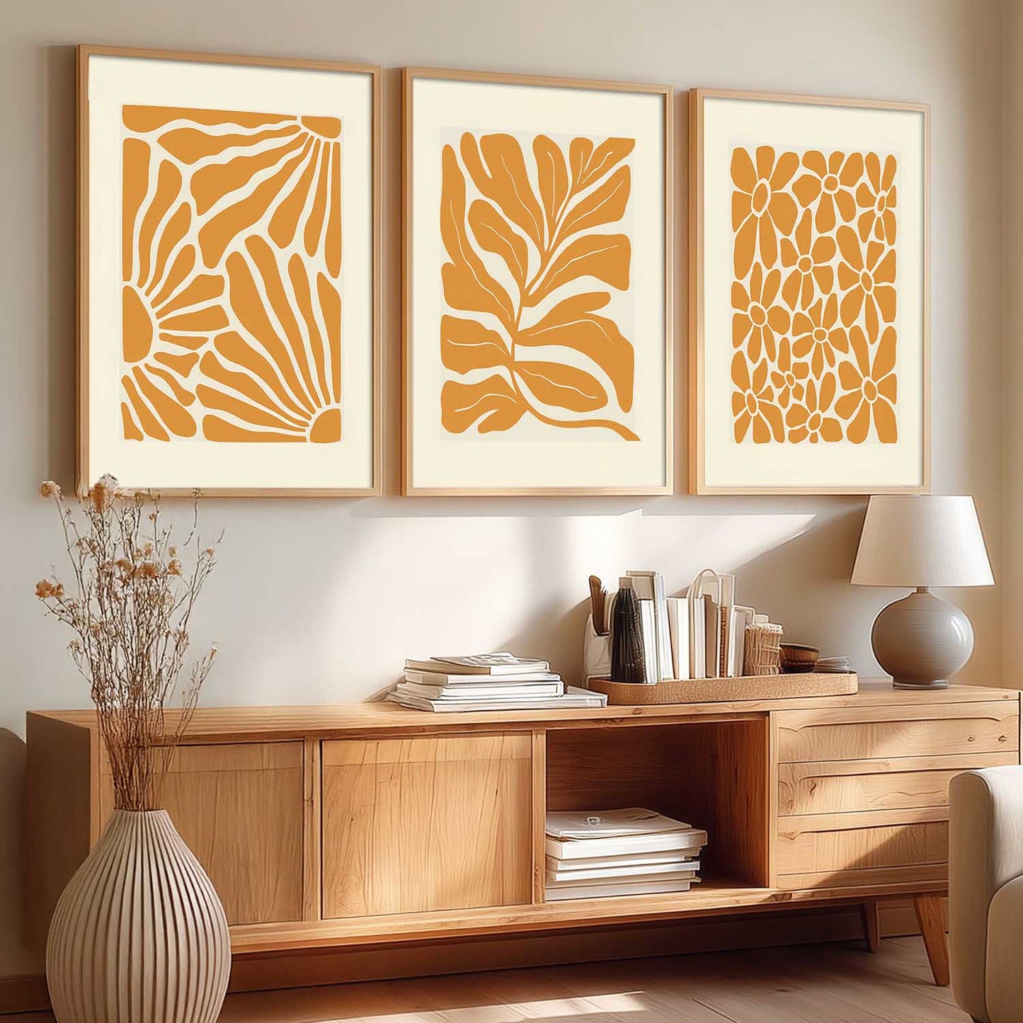 Aesthetic Floral Art Home Decoration | Boho Floral Paintings With Frame For Living Room Bed Room Hotel Wall Decor Digital Reprint