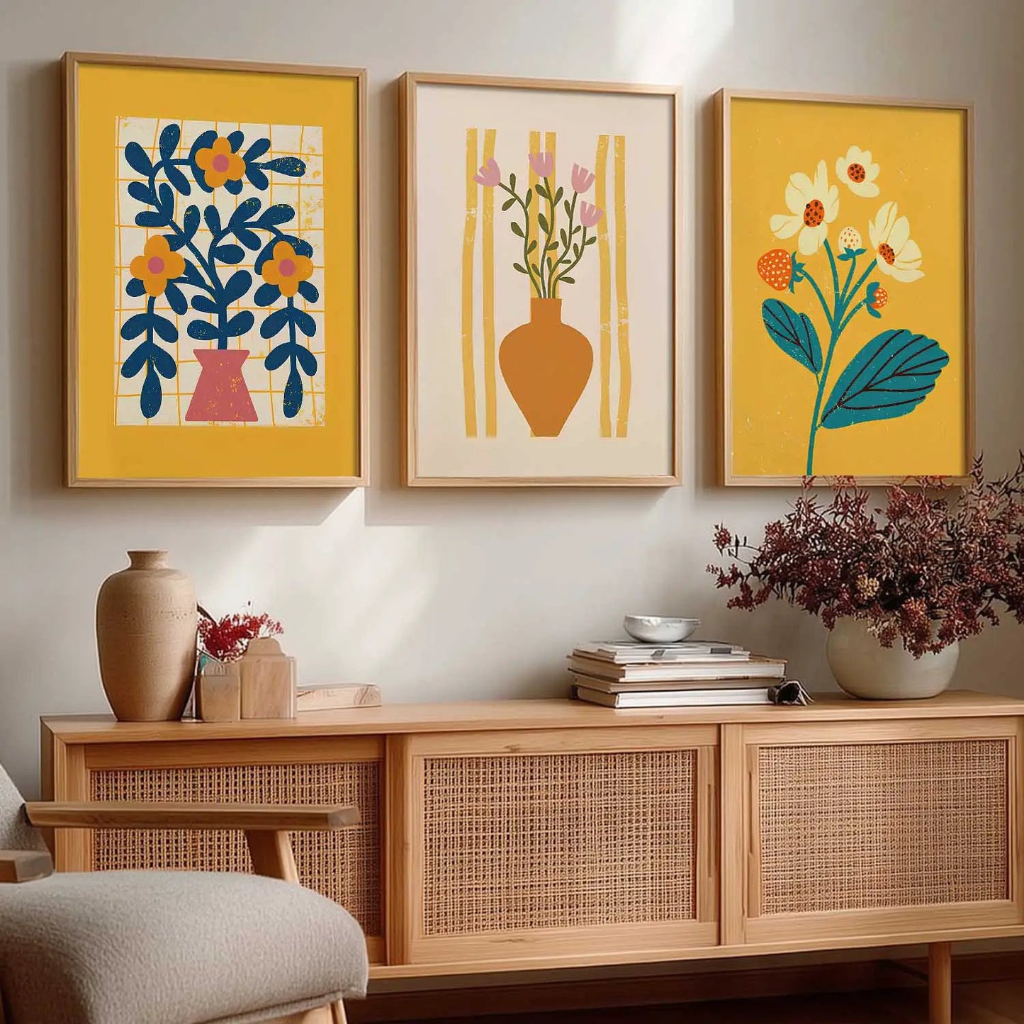 Floral Framed Wall Art Prints | Set of 3 | Home Decor