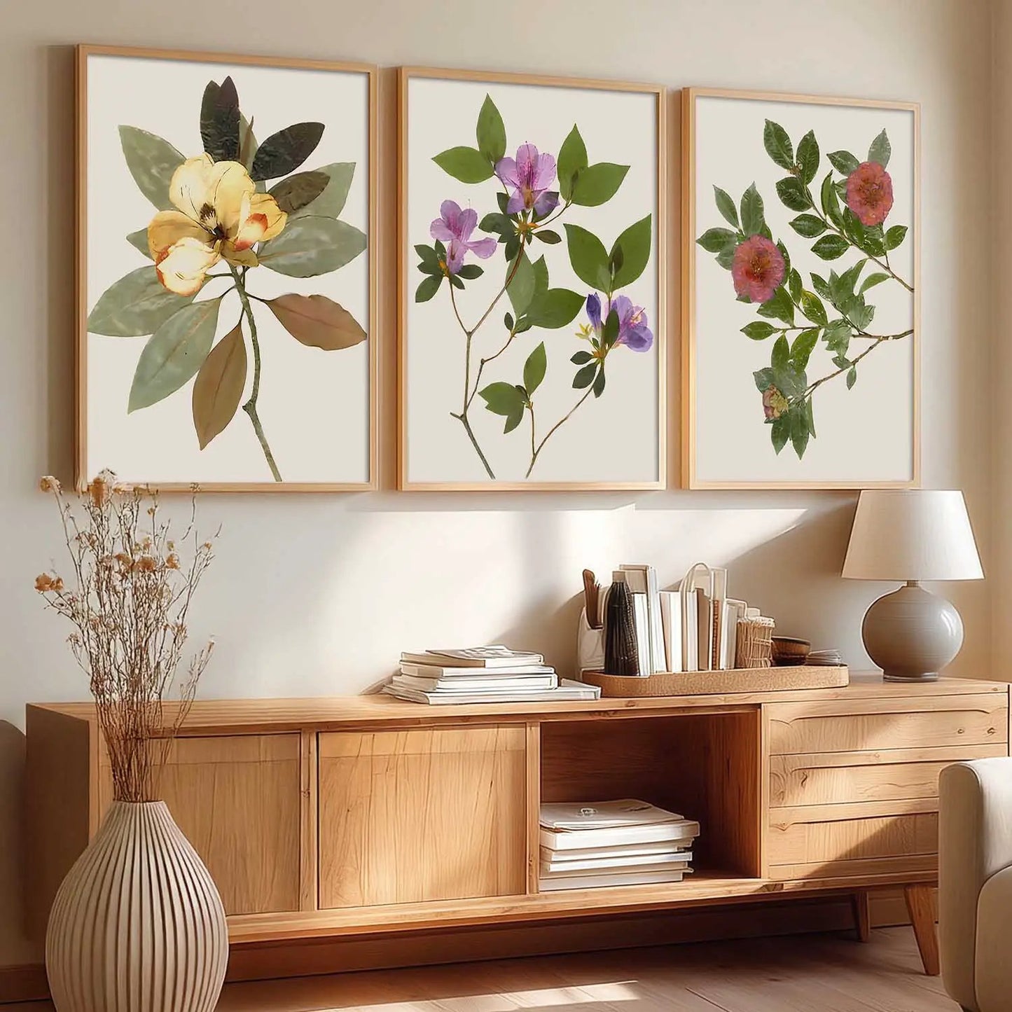 Floral Framed Wall Art Prints | Set of 3 | Home Decor