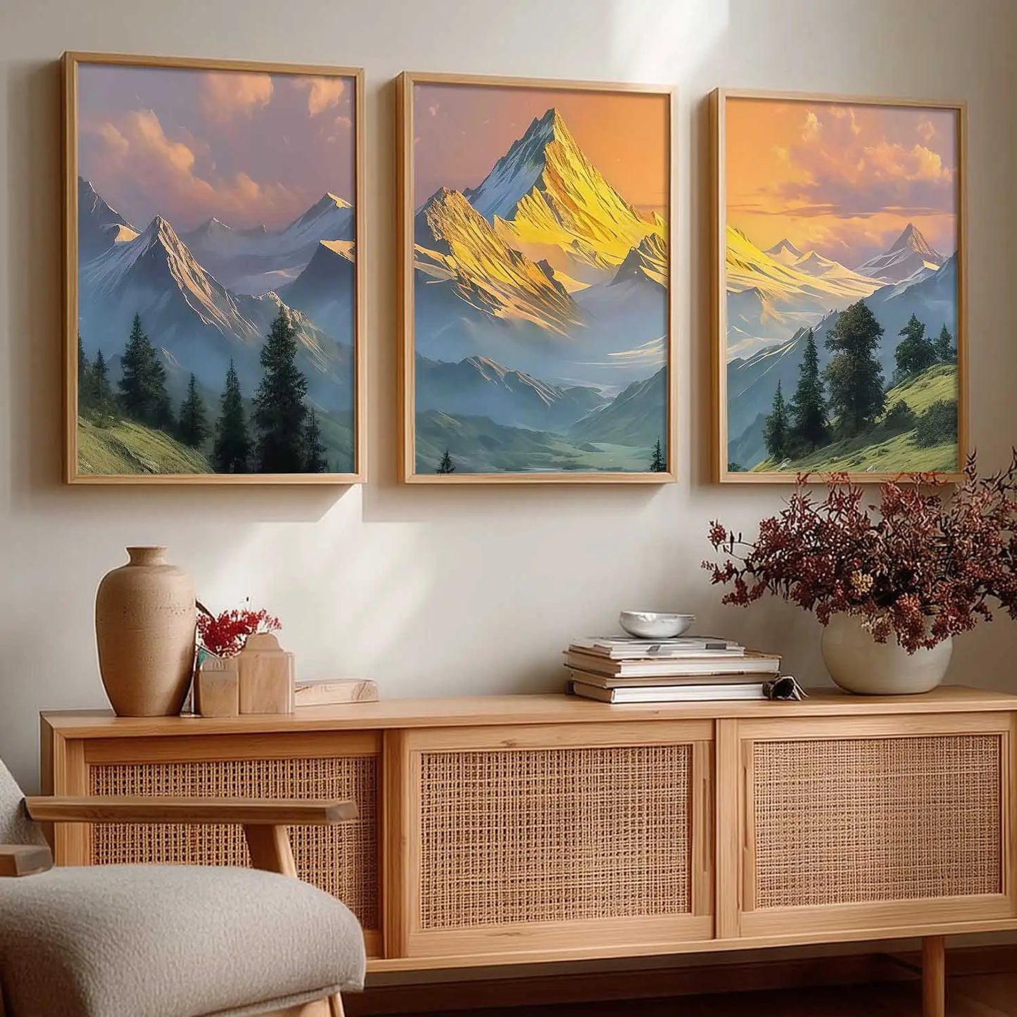 Mountain View Framed Wall Art Prints | Set of 3 | Home Decor