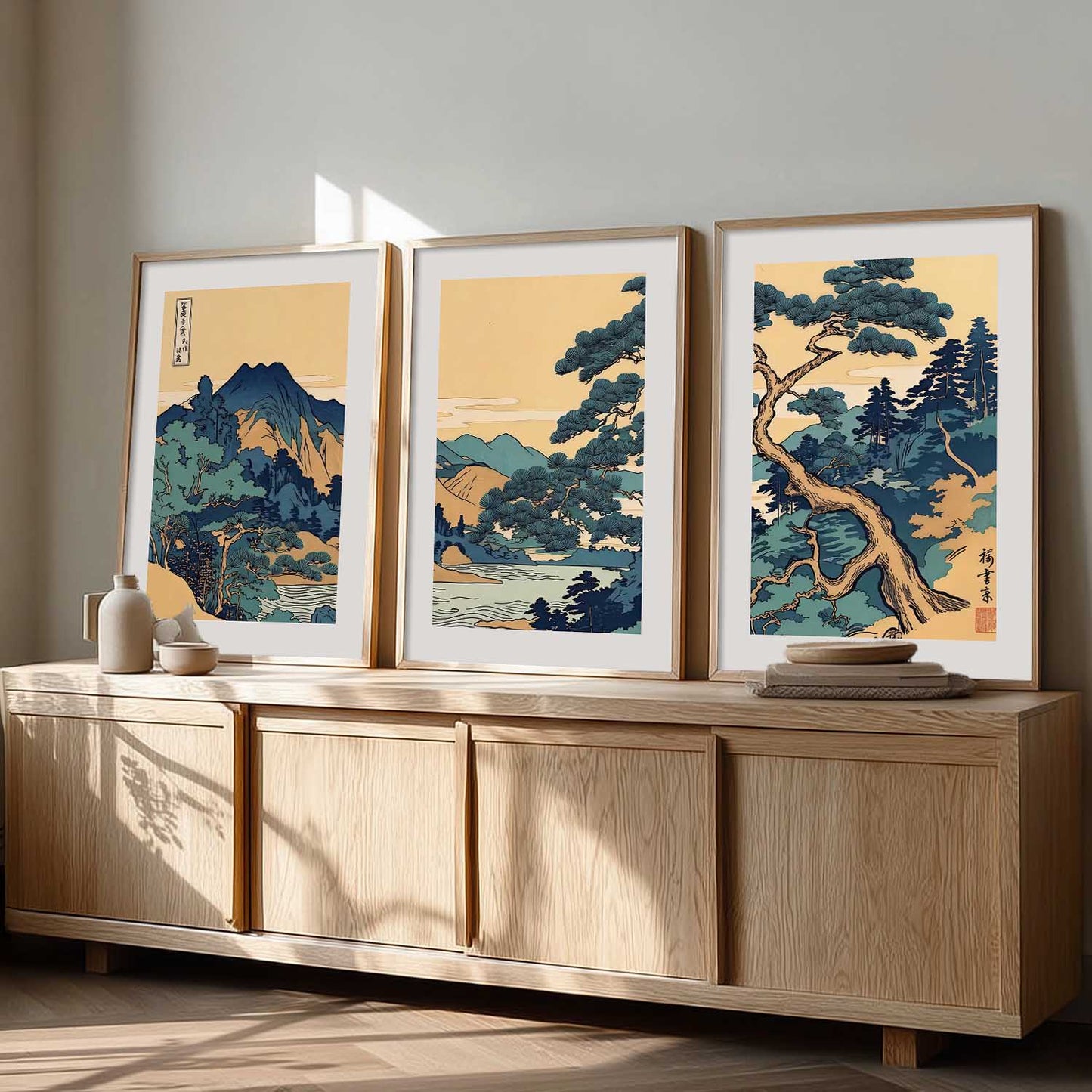 Japanese Nature Art View Framed Poster | Big Aesthetic Nature Art Wall Framed Posters for Living Room Bedroom Wall Decor