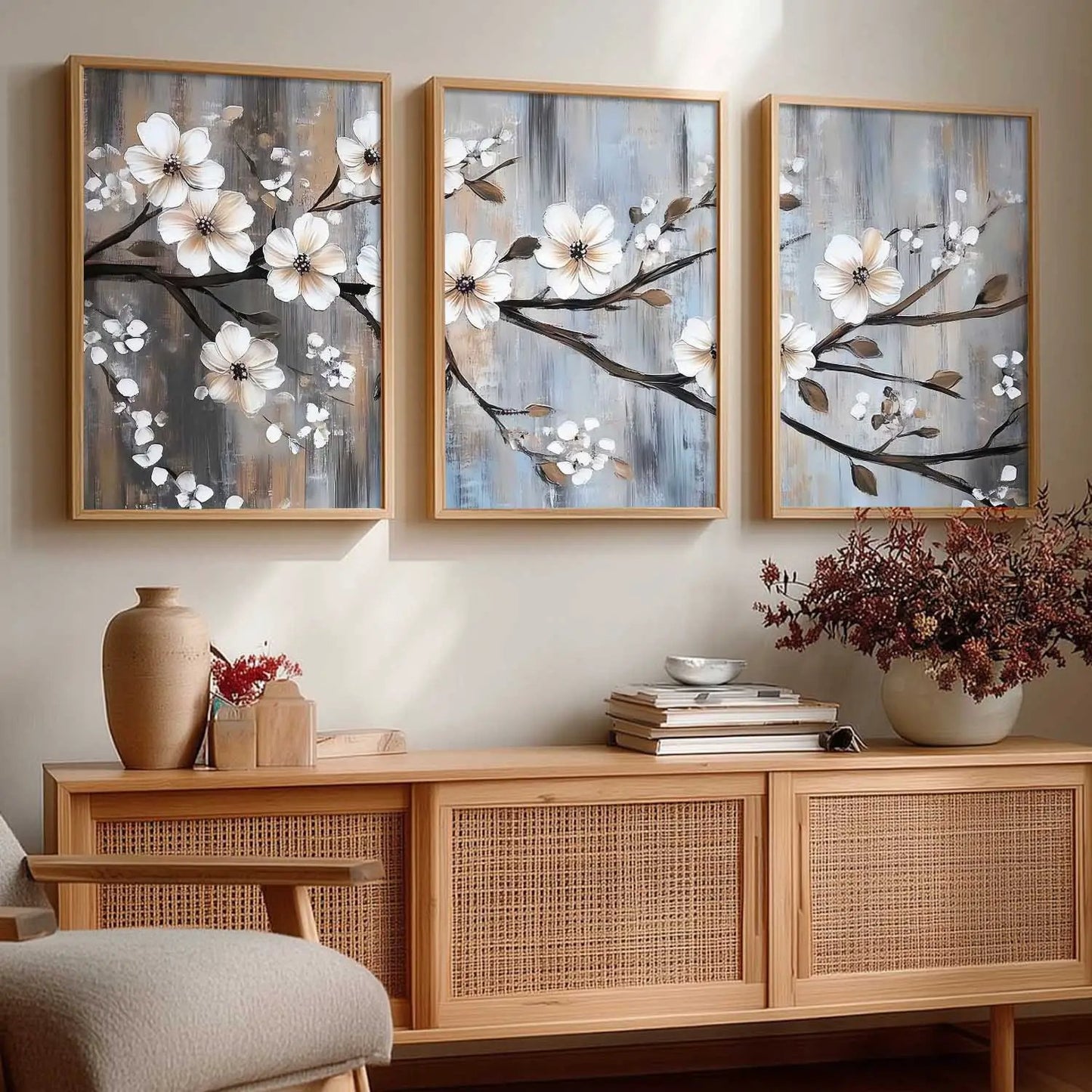Abstract Floral Art Framed Painting | Big Aesthetic Flowers Vastu Framed Paintings for Living Room Bedroom Wall Decor