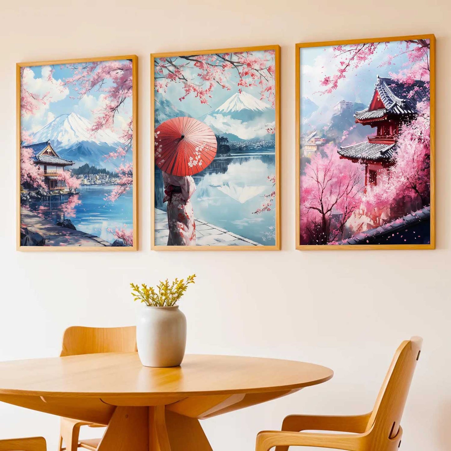 Big Aesthetic Mount Fuji Wall Art Paintings | Mountain Landscape Framed Painting | Nature Art Vastu Frames for Living Room Bedroom Wall Decor