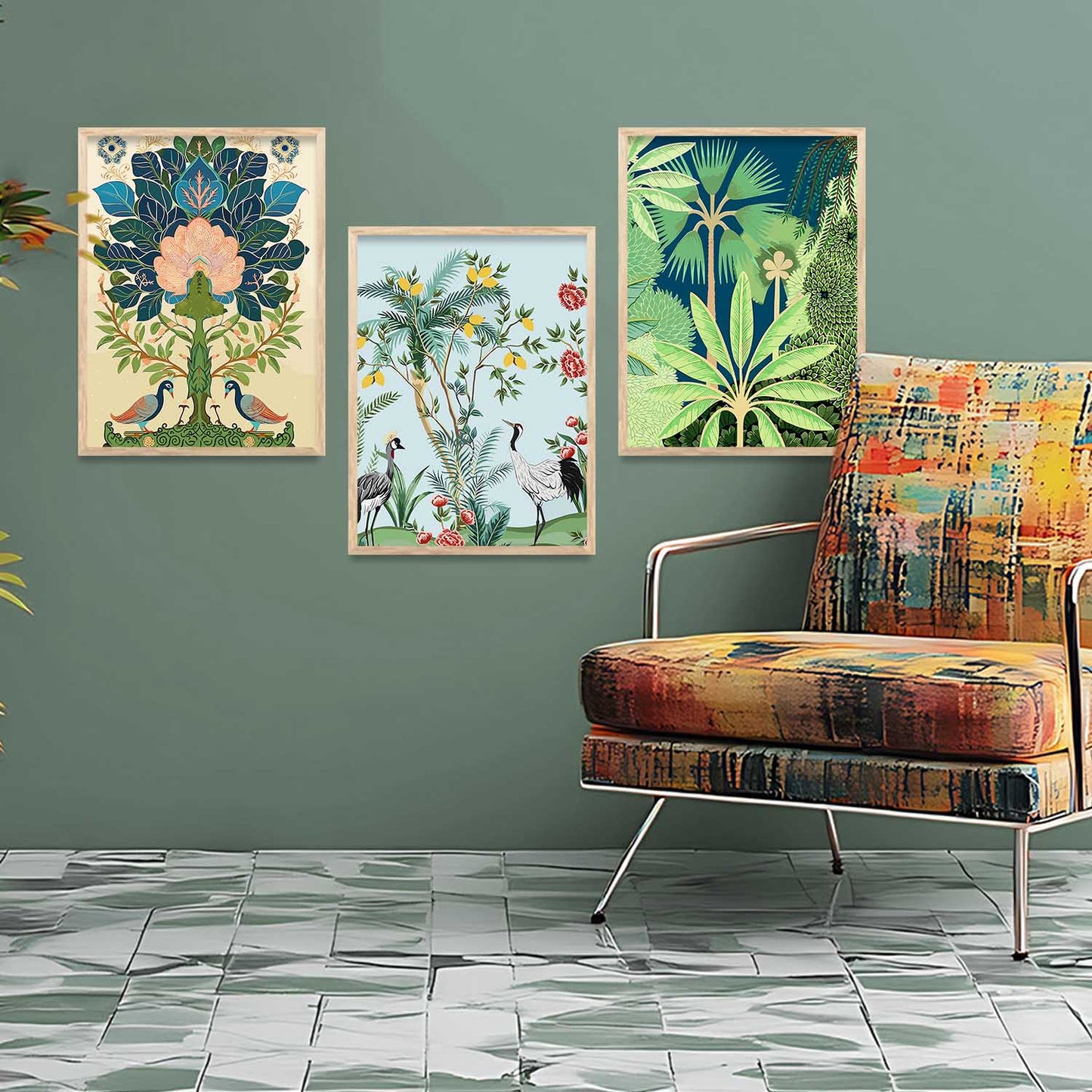 Madhubani Wall Art Paintings for Living Room - Wall Poster With frames