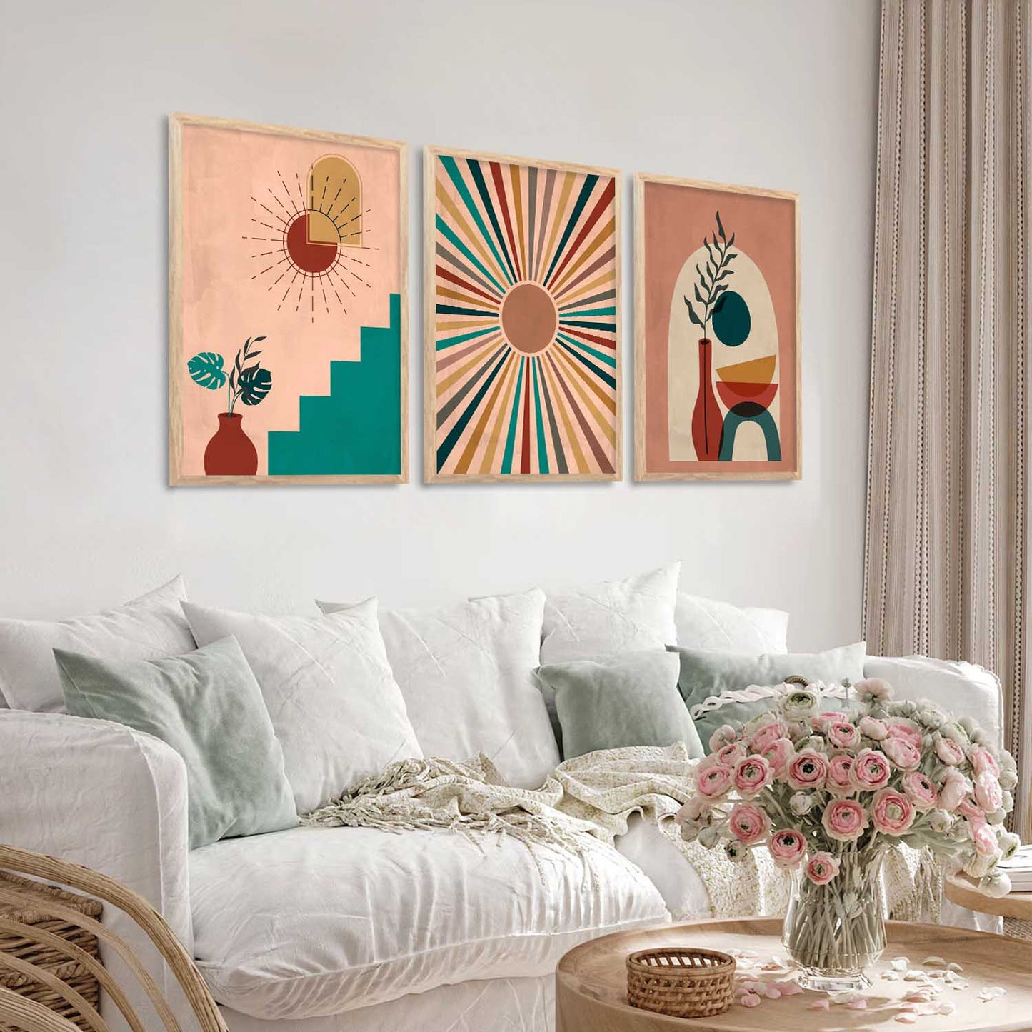 Boho Wall Art Paintings for Living Room - Wall Poster With frames