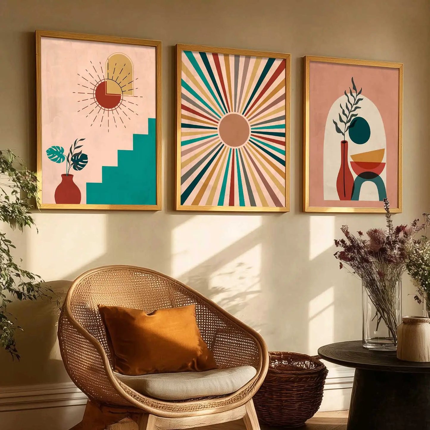 Boho Wall Art Paintings for Living Room - Wall Poster With frames