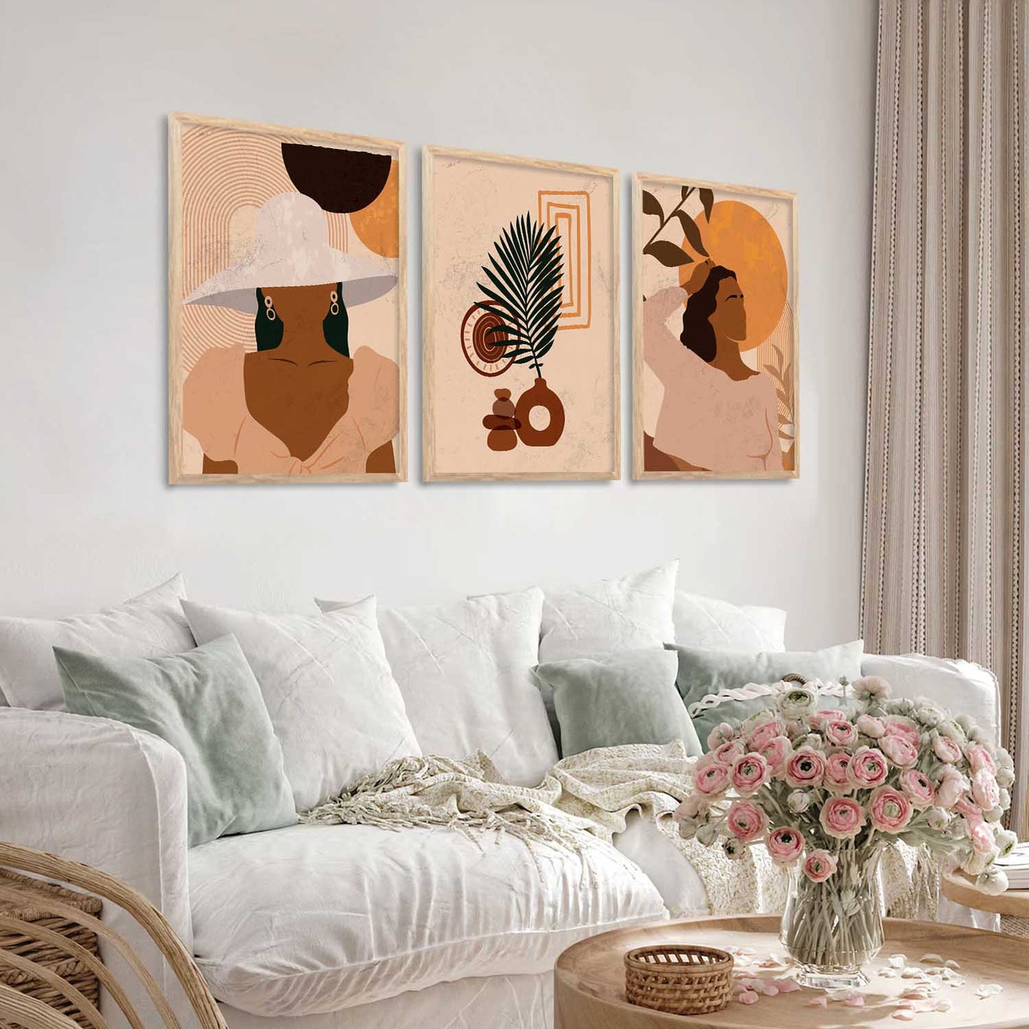 Boho Wall Art Paintings for Living Room - Wall Poster With frames