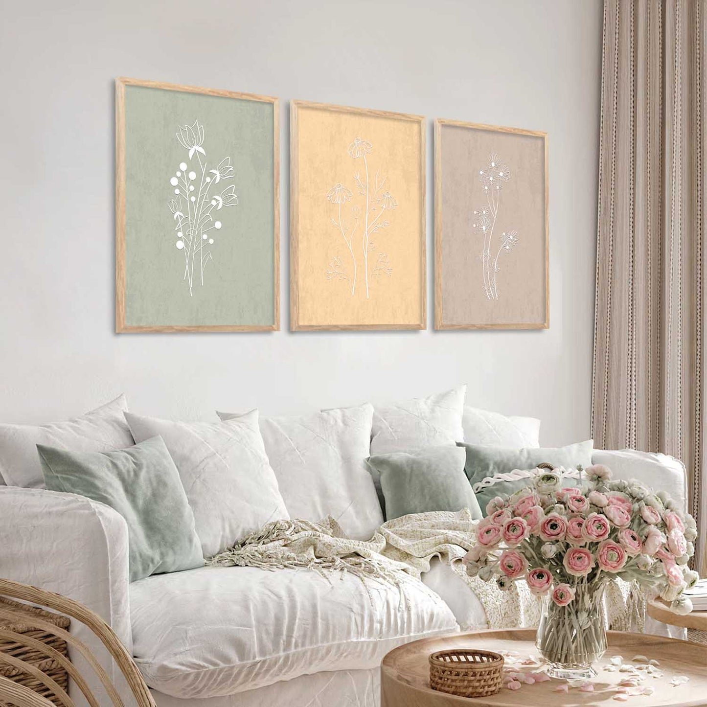 Boho Wall Art Paintings for Living Room - Wall Poster With frames