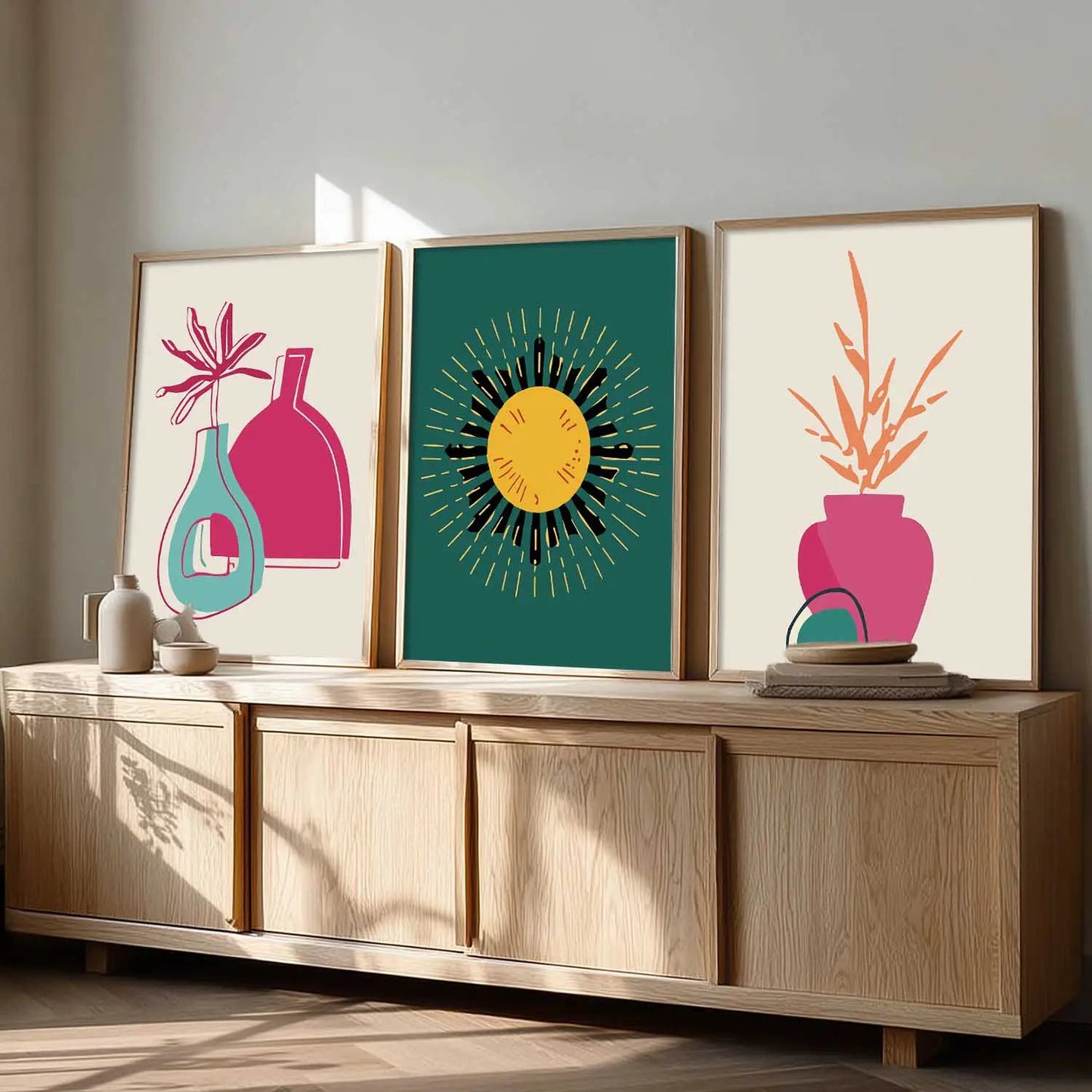 Boho Framed Wall Art Prints | Set of 3 | Home Decor