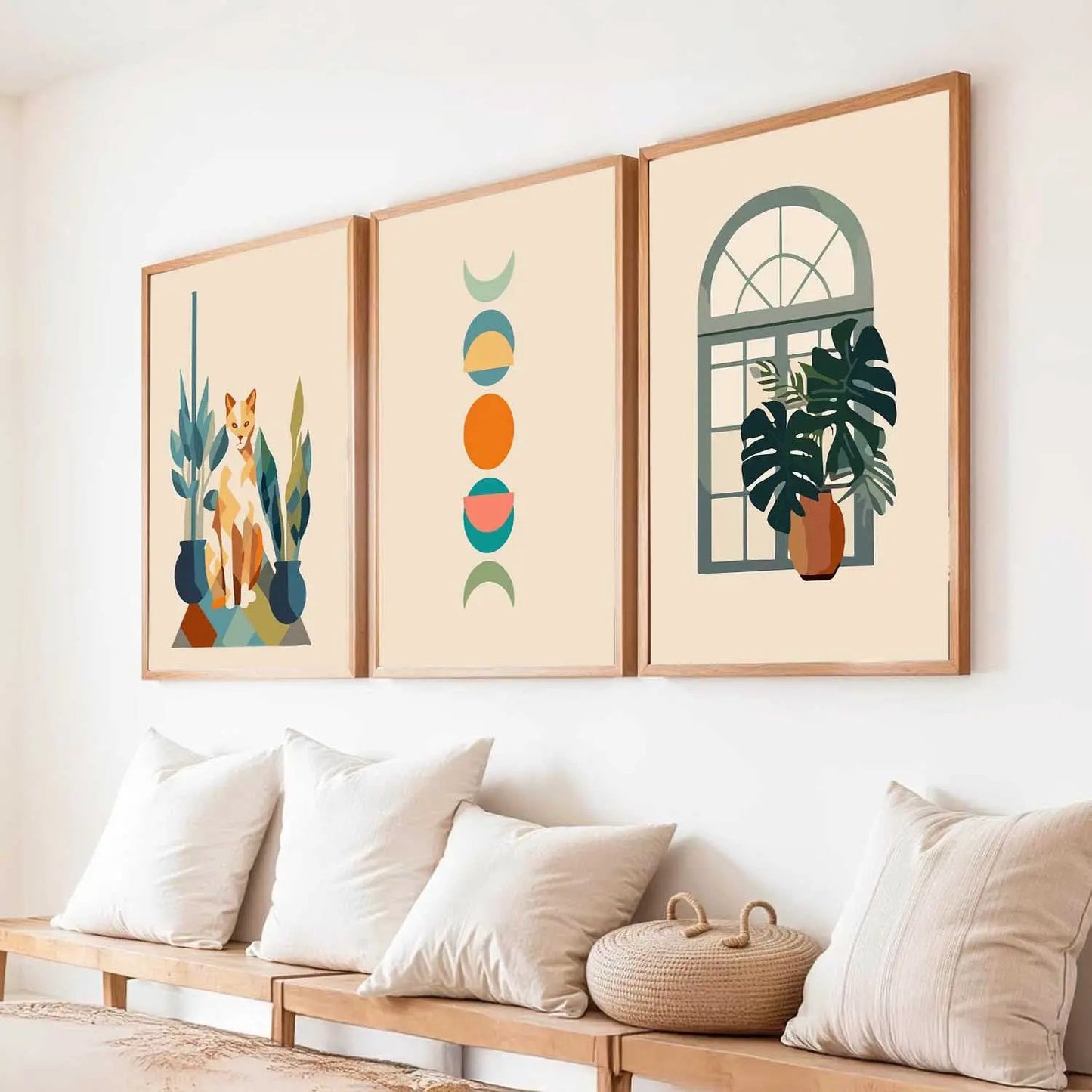Boho Framed Wall Art Prints | Set of 3 | Home Decor