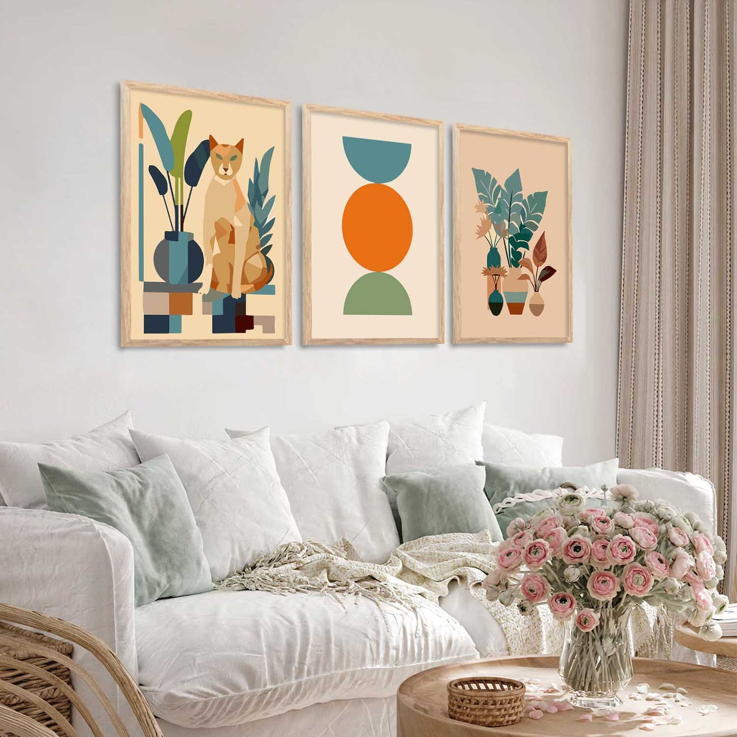 Boho Wall Art Paintings for Living Room - Wall Poster With frames