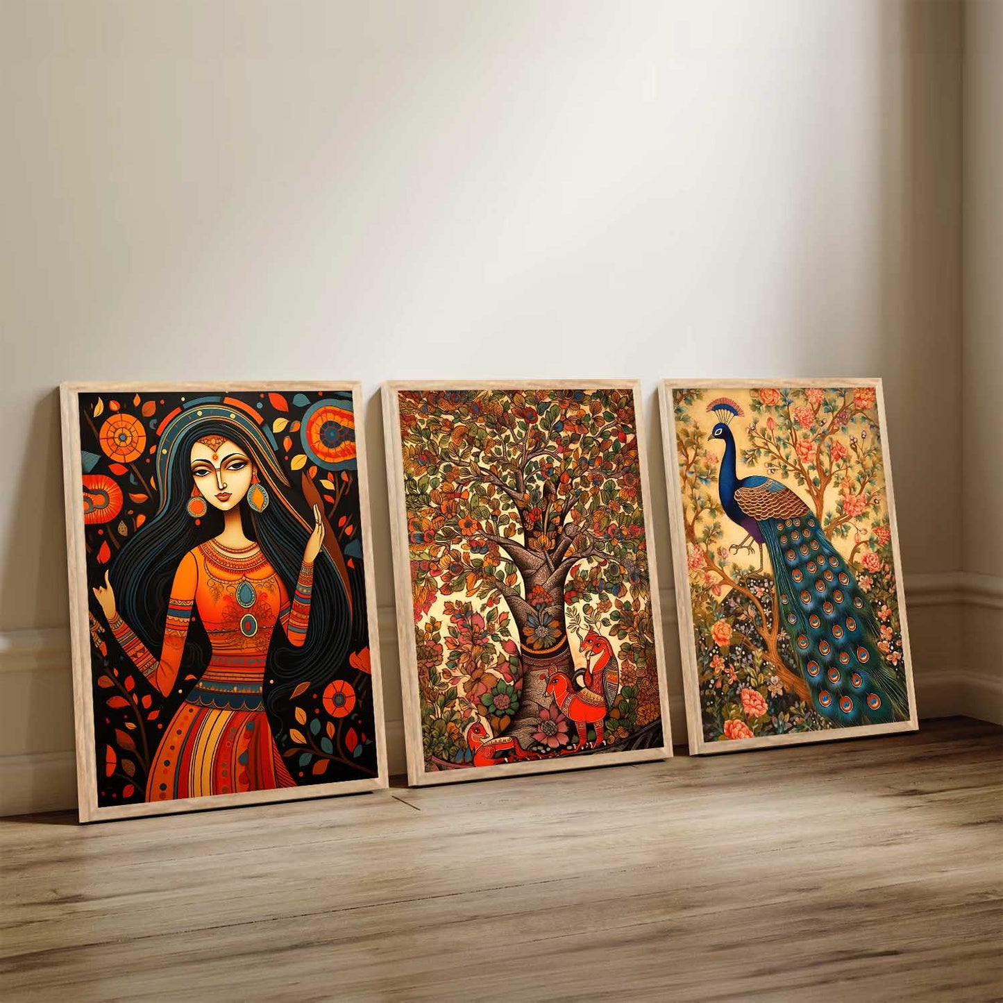 Madhubani Wall Art Paintings for Living Room - Wall Poster With frames