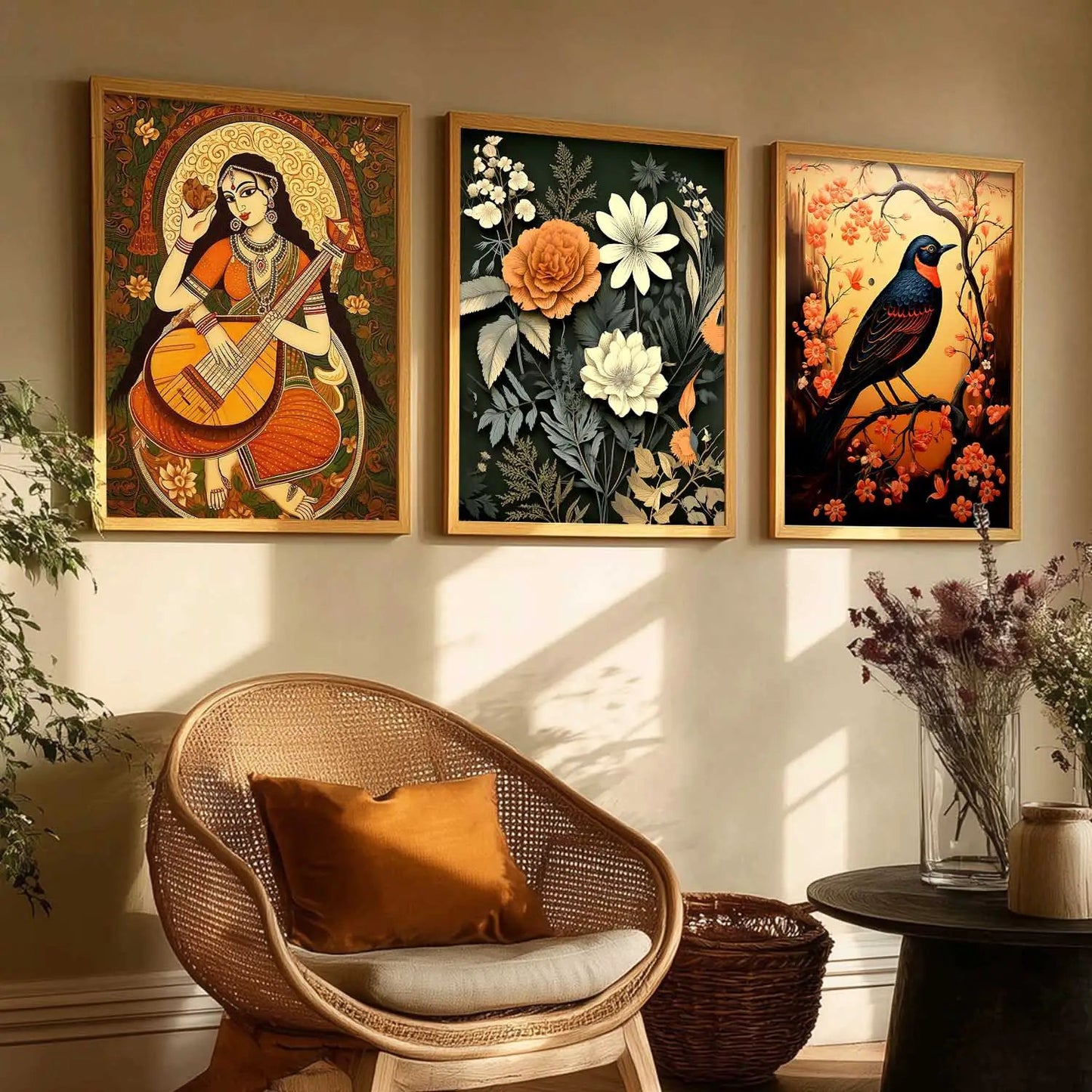 Madhubani Wall Art Paintings for Living Room - Wall Poster With frames