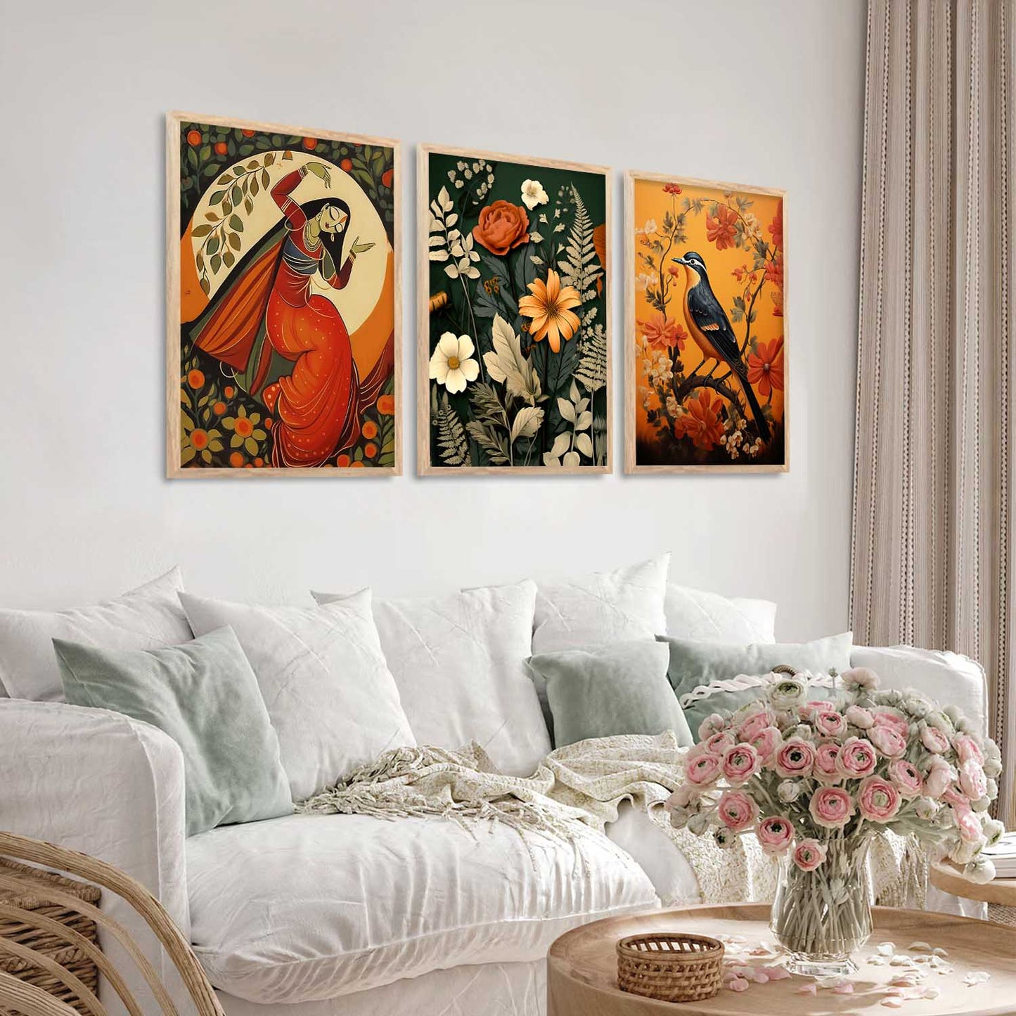 Madhubani Wall Art Paintings for Living Room - Wall Poster With frames