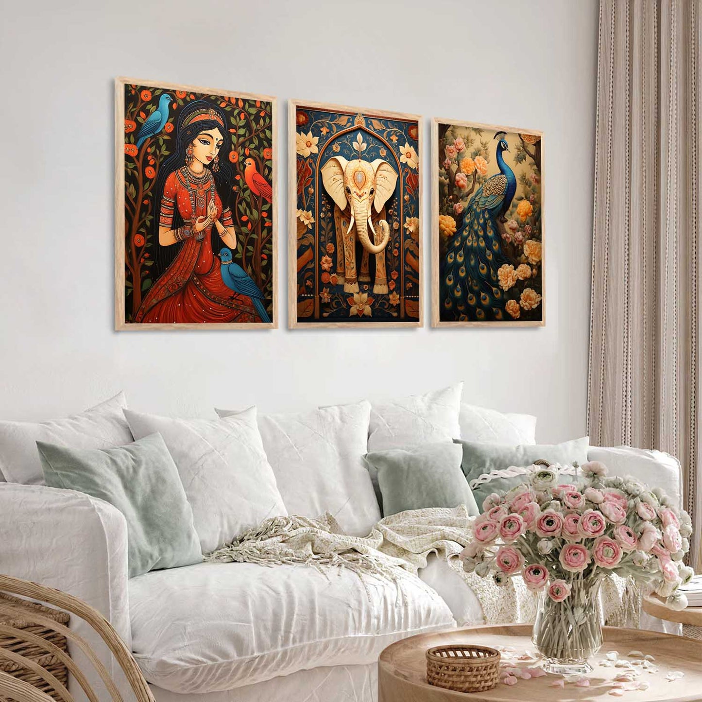 Madhubani Wall Art Paintings for Living Room - Wall Poster With frames