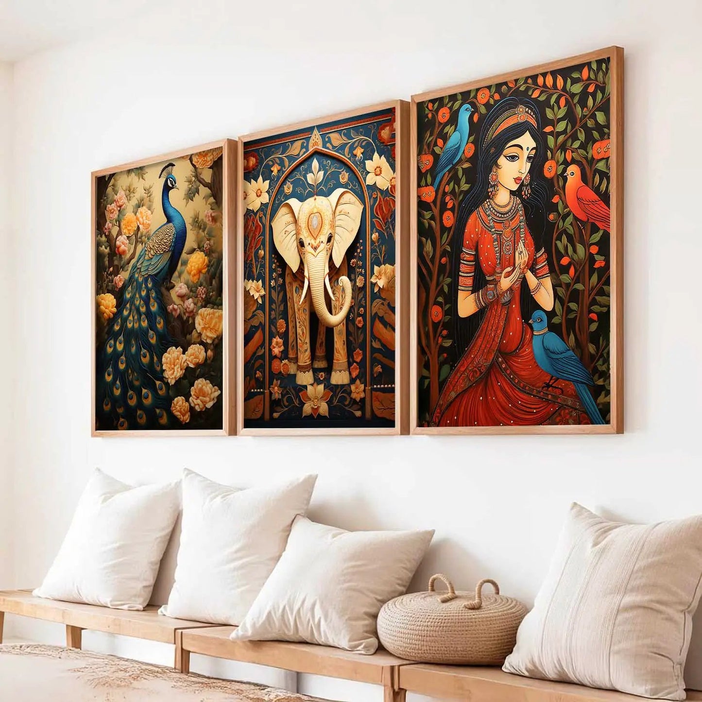 Madhubani Wall Art Paintings for Living Room - Wall Poster With frames