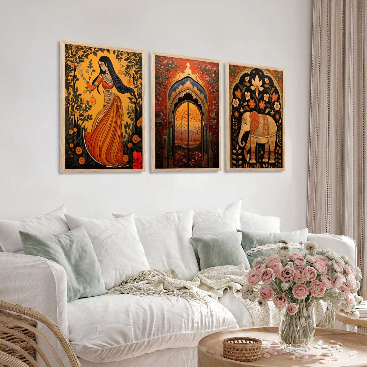 Madhubani Wall Art Paintings for Living Room - Wall Poster With frames