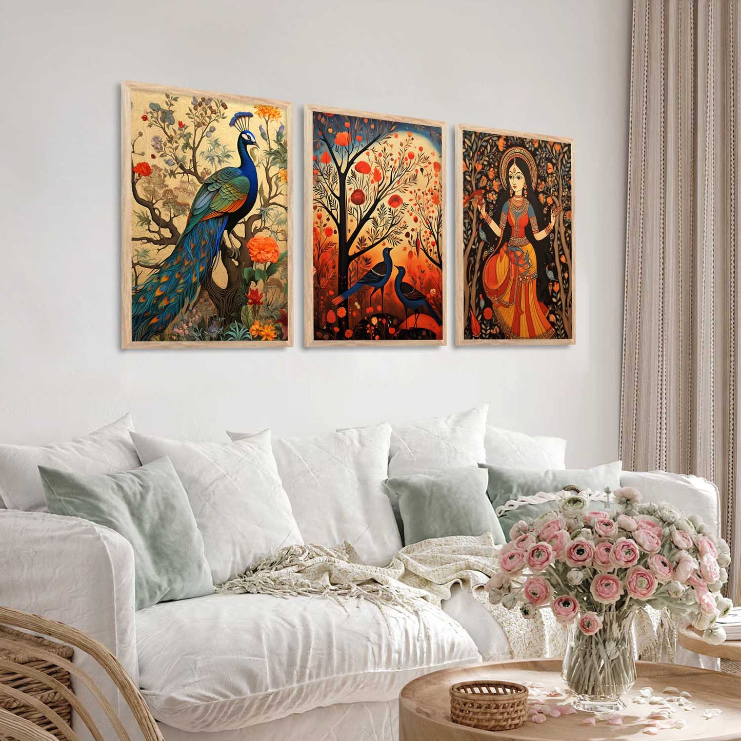 Madhubani Wall Art Paintings for Living Room - Wall Poster With frames