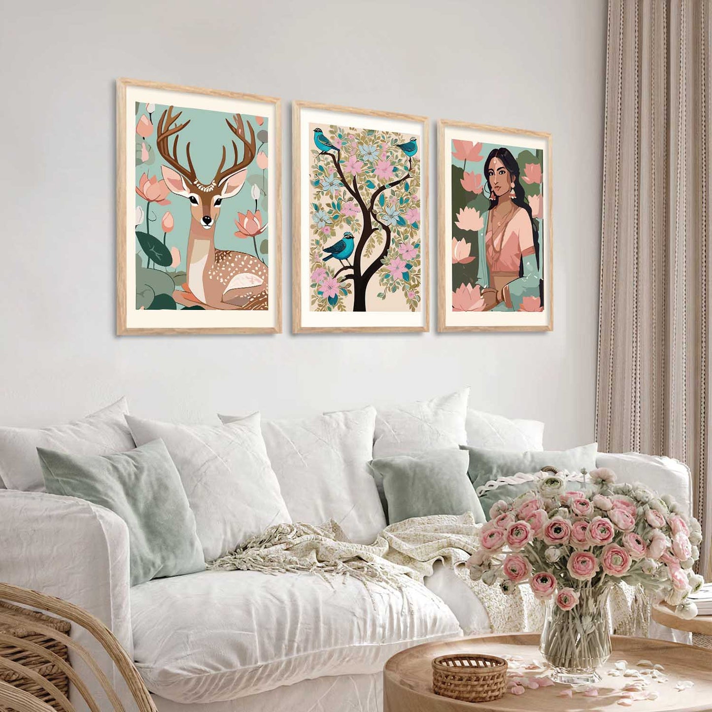 Madhubani Wall Art Paintings for Living Room - Wall Poster With frames