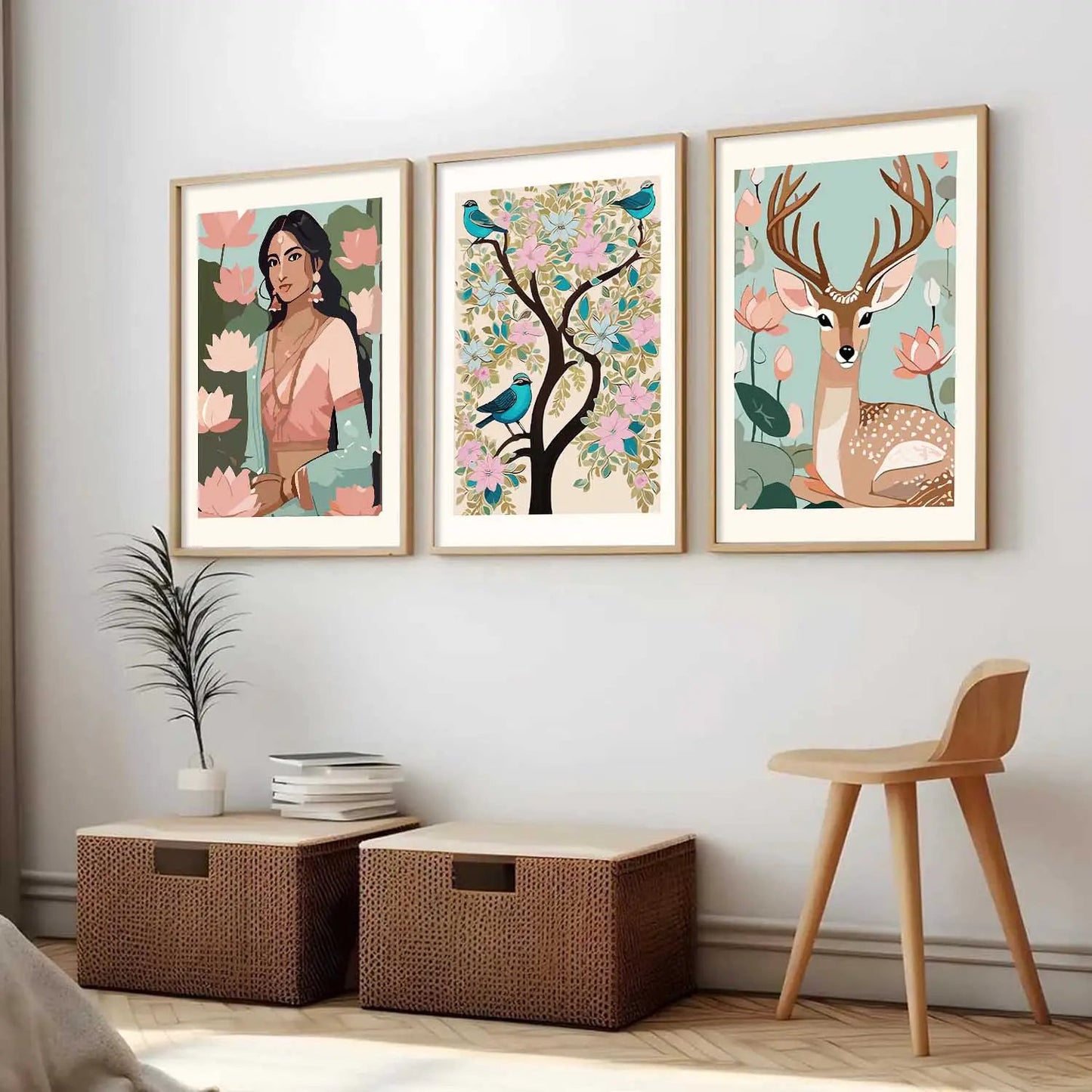 Madhubani Wall Art Paintings for Living Room - Wall Poster With frames