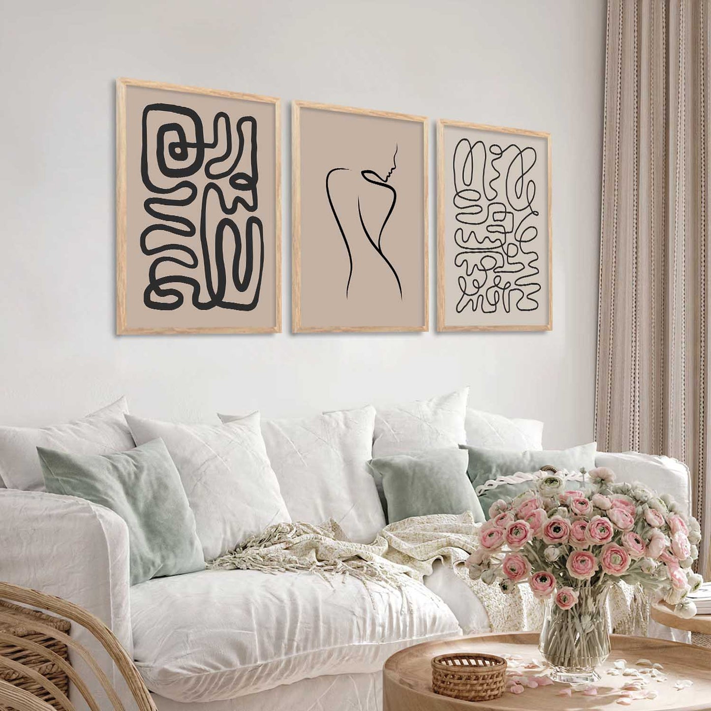 Boho Wall Art Paintings for Living Room - Wall Poster With frames