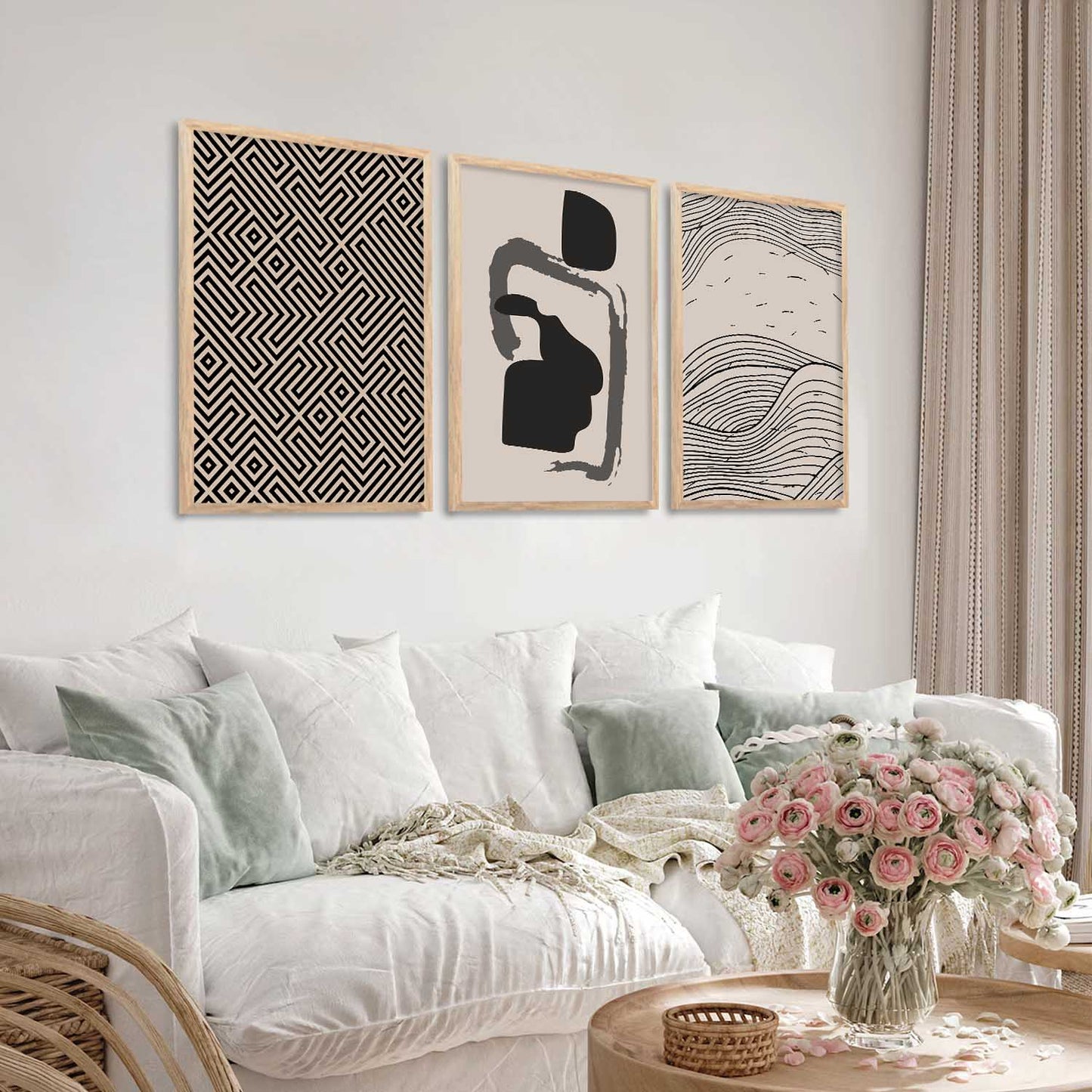 Boho Wall Art Paintings for Living Room - Wall Poster With frames