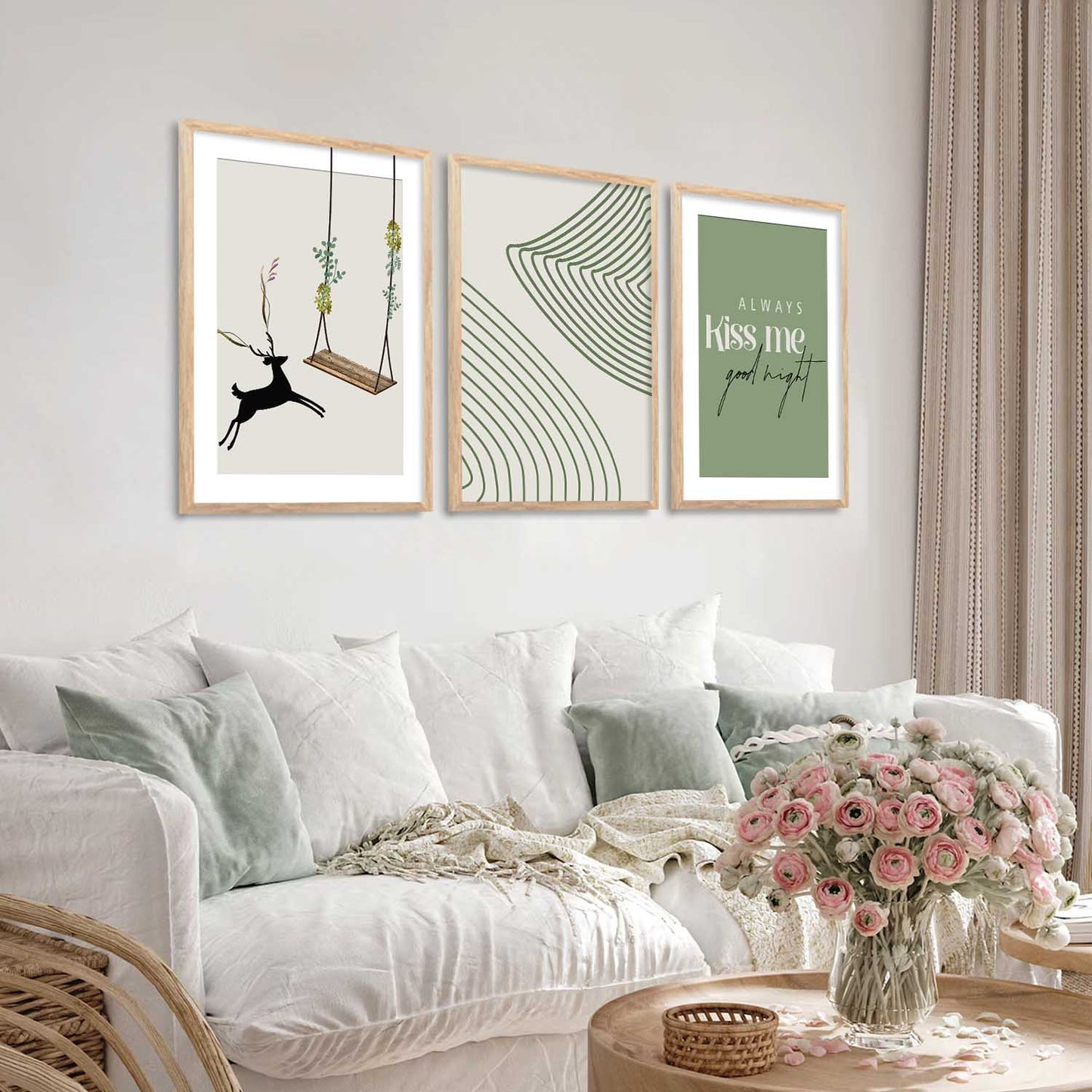 Boho Wall Art Paintings for Living Room - Wall Poster With frames