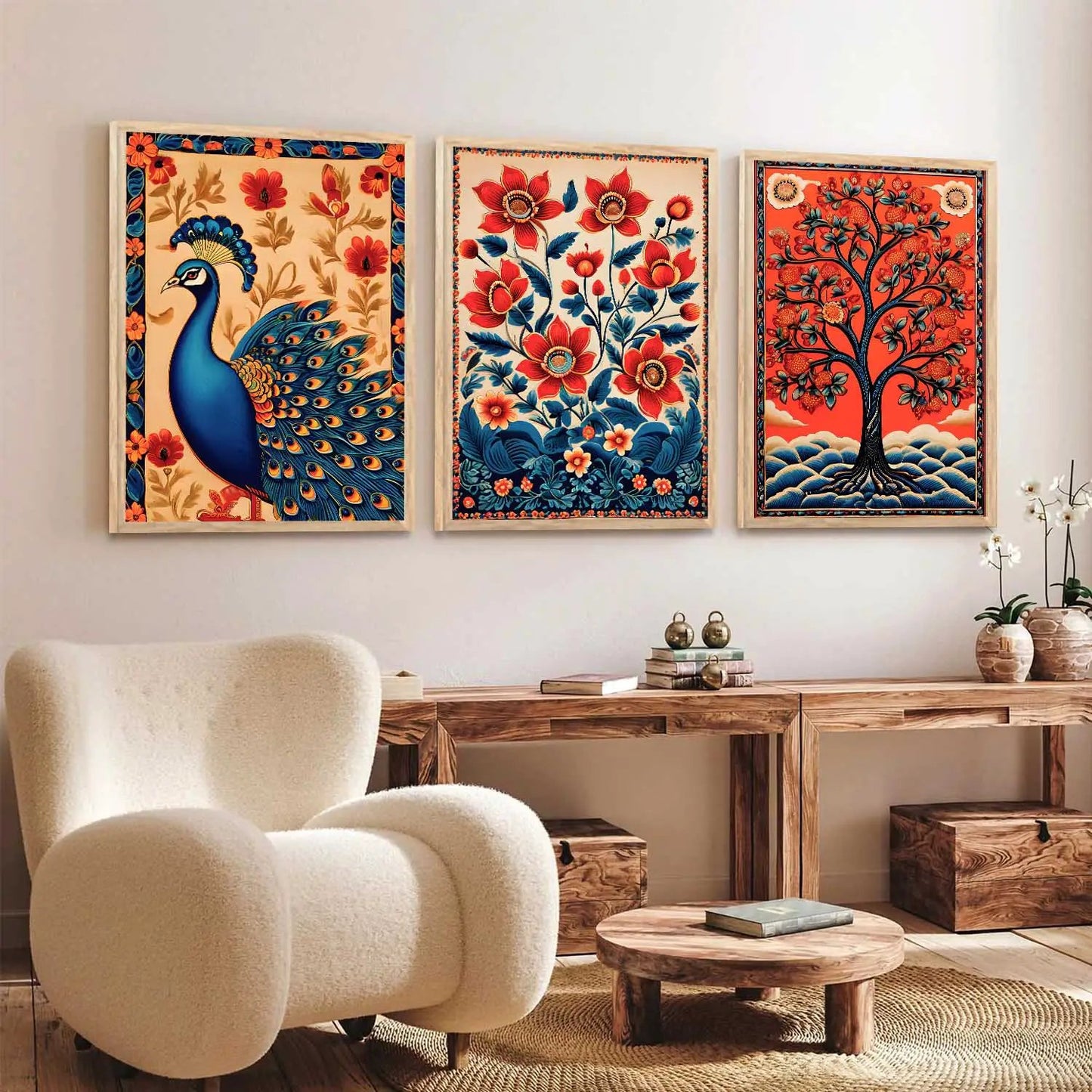 Madhubani Wall Art Paintings for Living Room - Wall Poster With frames