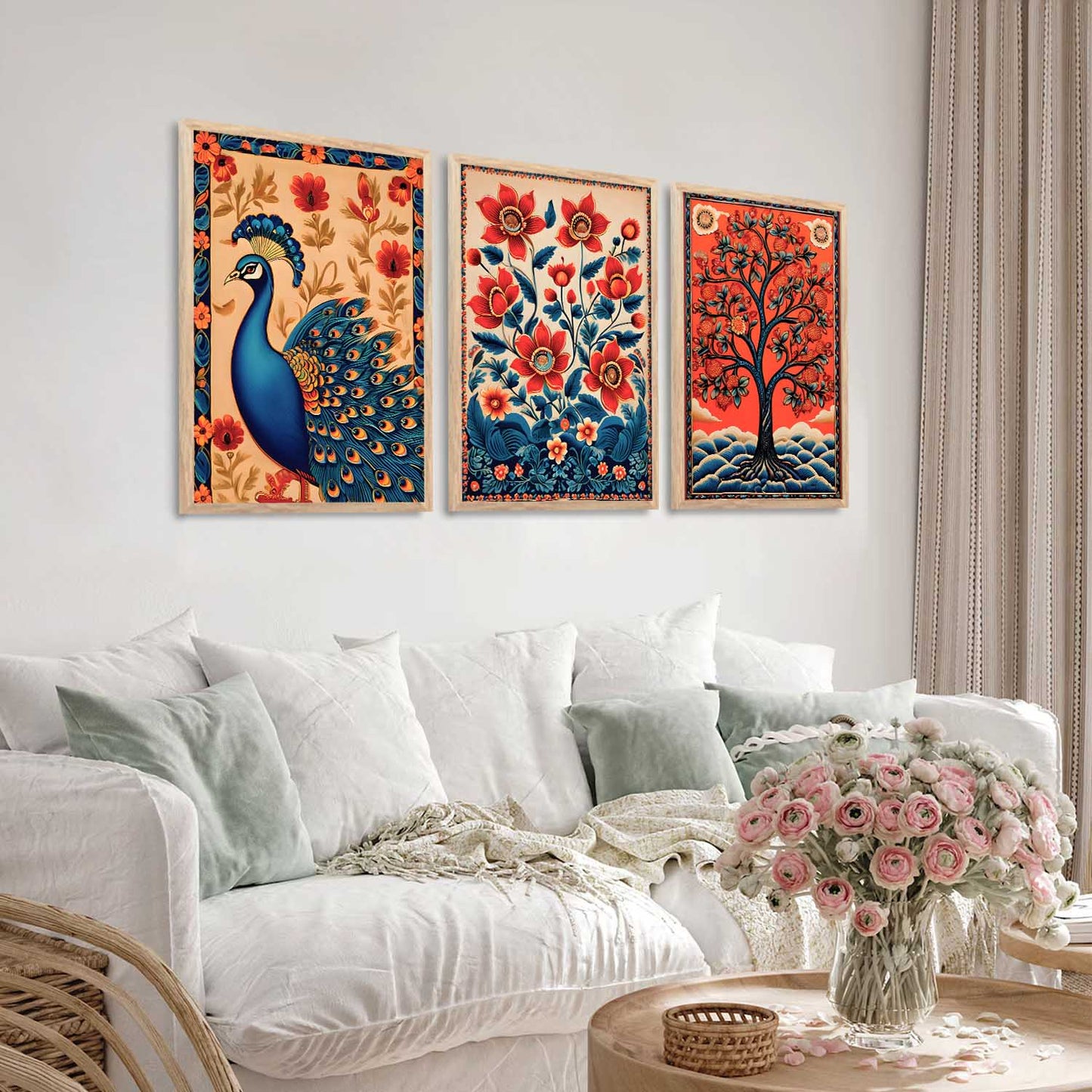 Madhubani Wall Art Paintings for Living Room - Wall Poster With frames