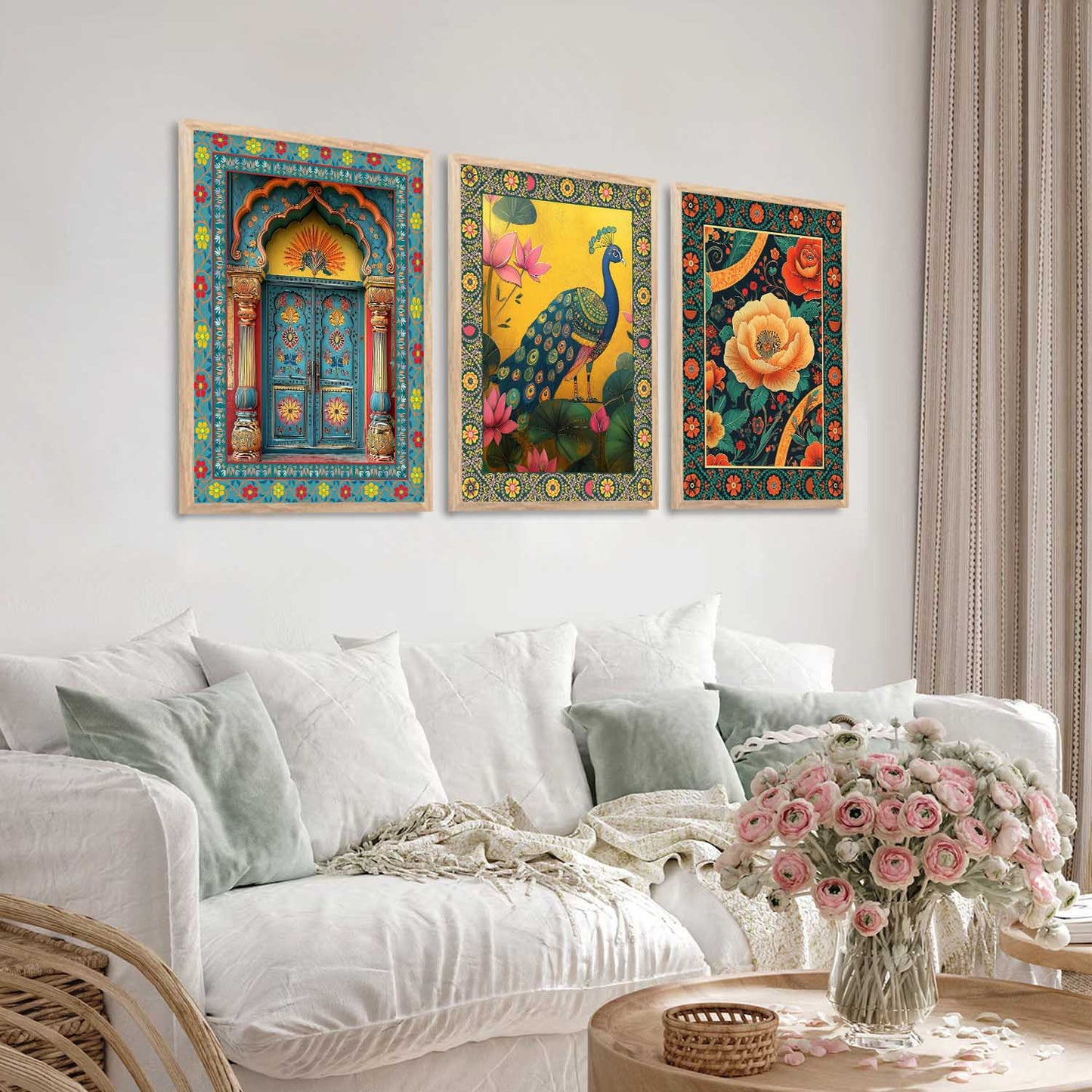 Madhubani Wall Art Paintings for Living Room - Wall Poster With frames