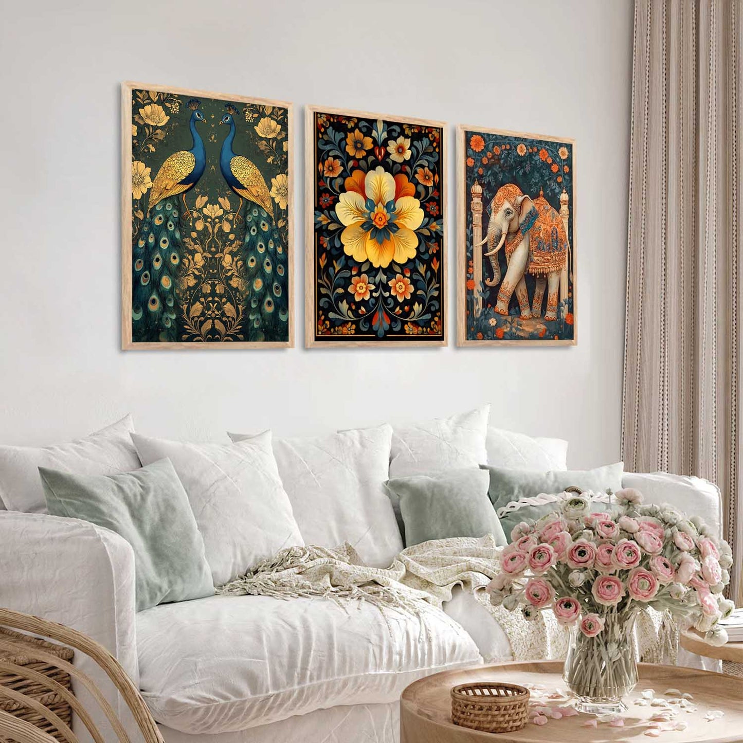 Madhubani Wall Art Paintings for Living Room - Wall Poster With frames