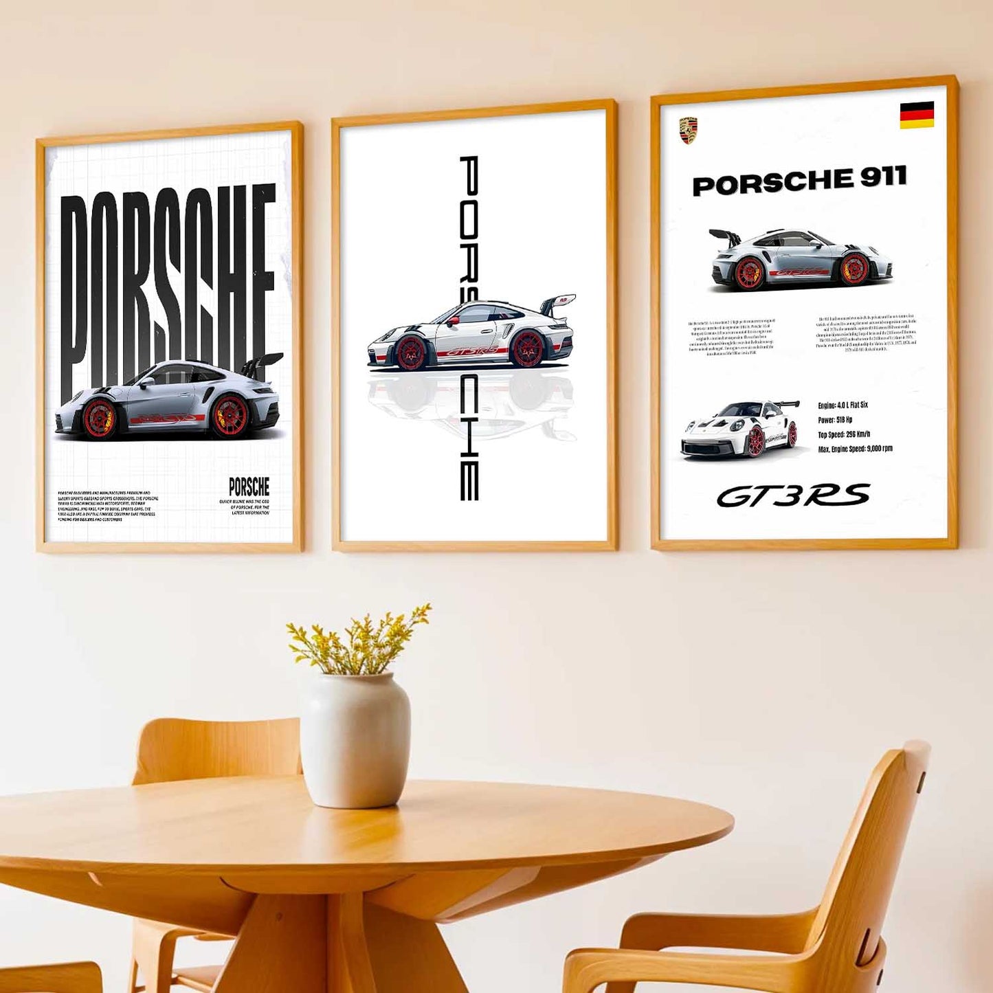 Big Porsche Car Wall Art Paintings for Living Room Bedroom