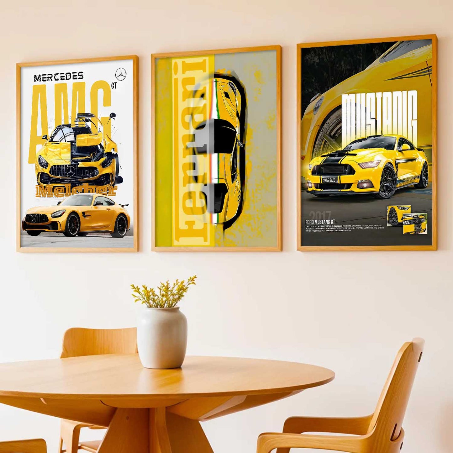 Big Mercedes AMG GT, Mustang, Ferrari Cars Wall Art Paintings for Living Room Bedroom