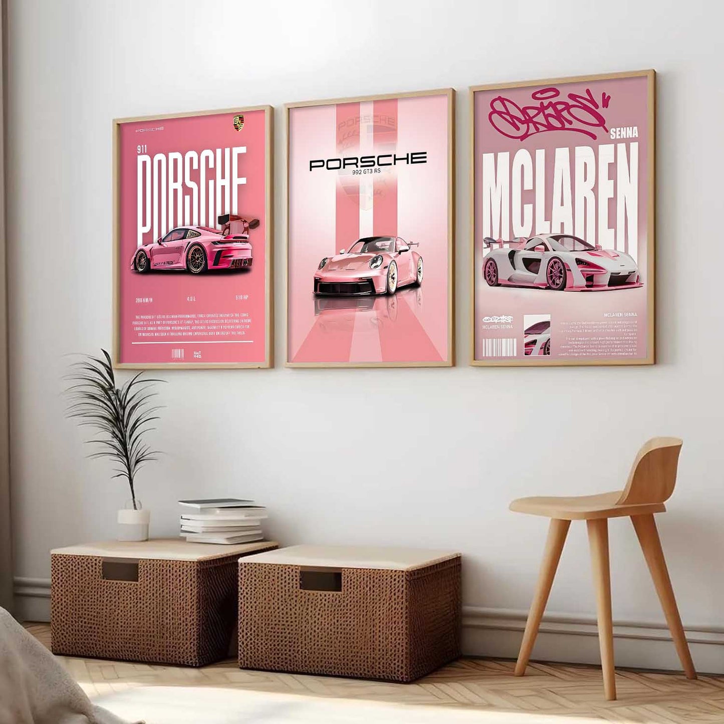 Big Porsche 911 GT3, Porsche 992 GT3, McLaren Senna Cars Wall Art Paintings for Living Room Bedroom
