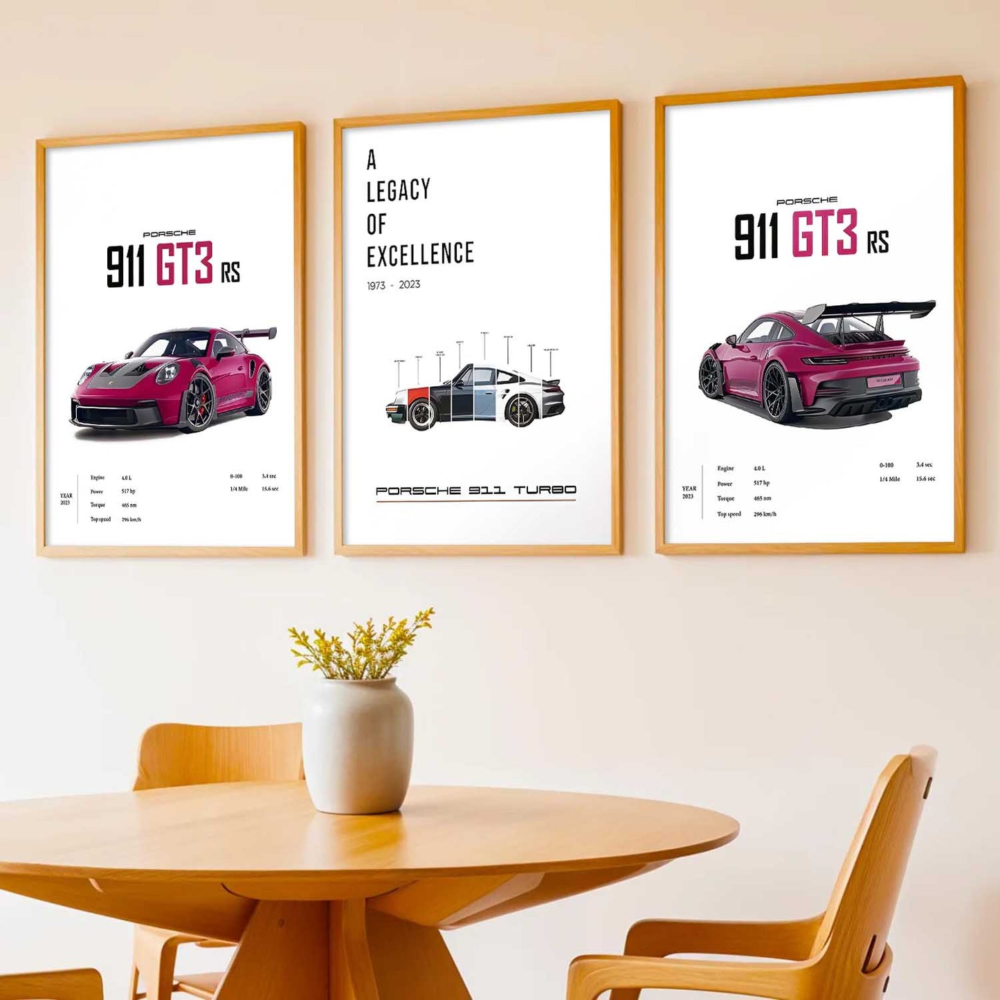 Big Porsche 911 Cars Wall Art Paintings for Living Room Bedroom